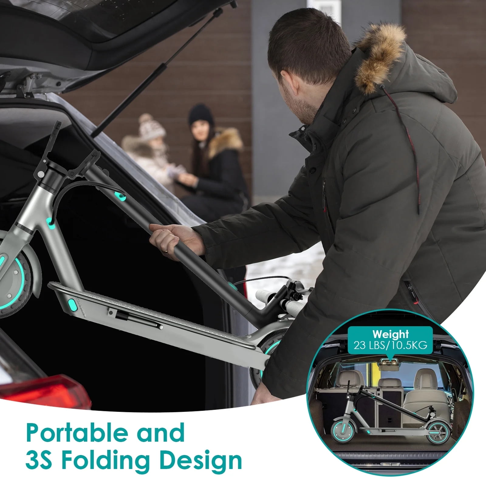 COCOMILA Electric Scooter for Adults, Portable Folding Commuter Scooter with 350W Motor, 19MPH Max Speed, 20-Mile Range (Blue, 8.5 in Tires) hv96w