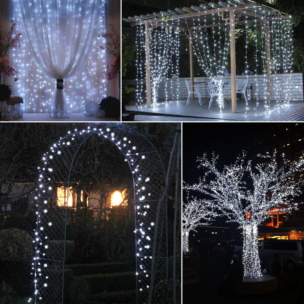 Rirool Solar String Lights (100 LED, 33 ft, 8 Modes, Waterproof) Outdoor Decorative Fairy Lights for Garden and Patio (White, 2 Pack) nnnpz