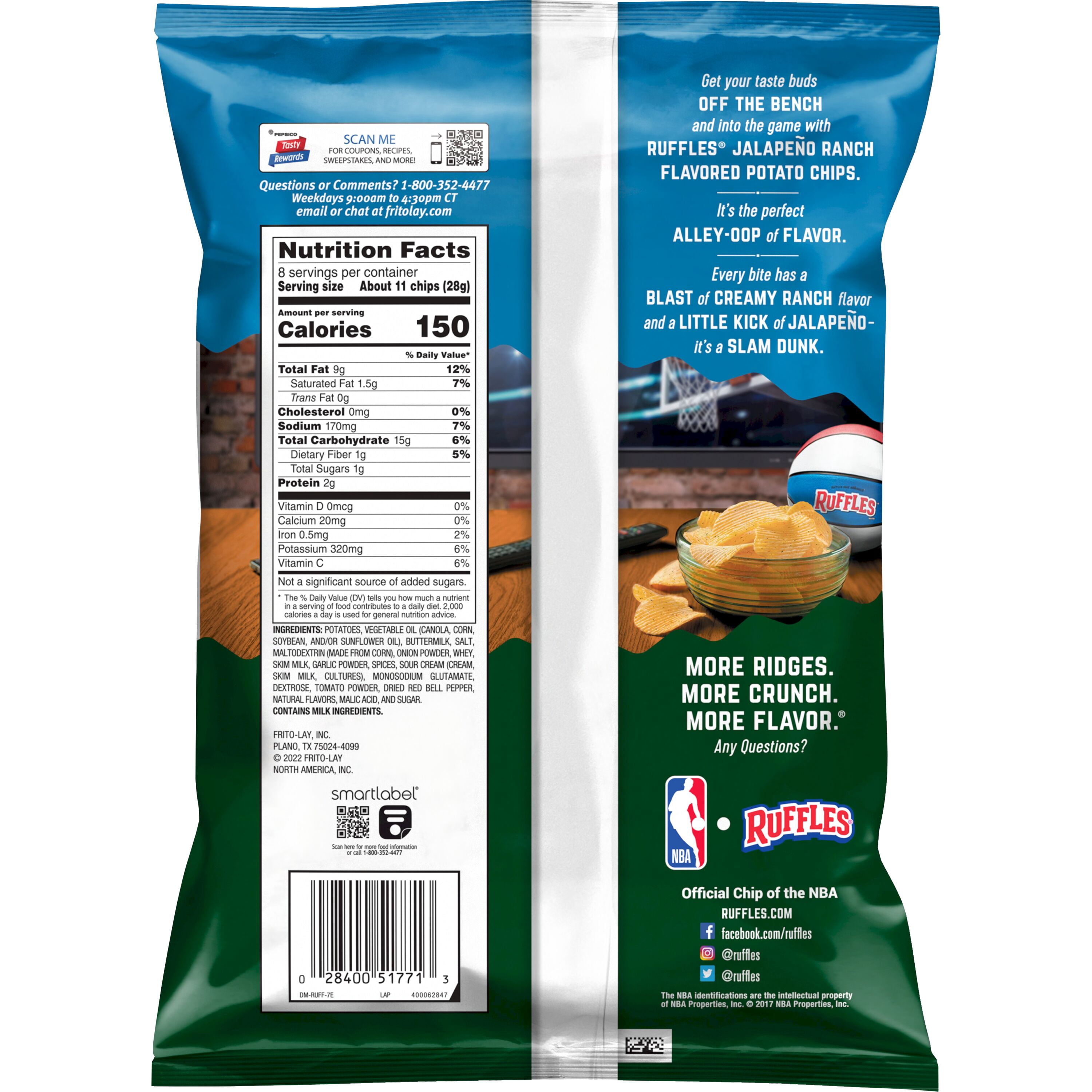 Ruffles Potato Chips Jalapeno Ranch Flavored (8.0 oz) pkwe9