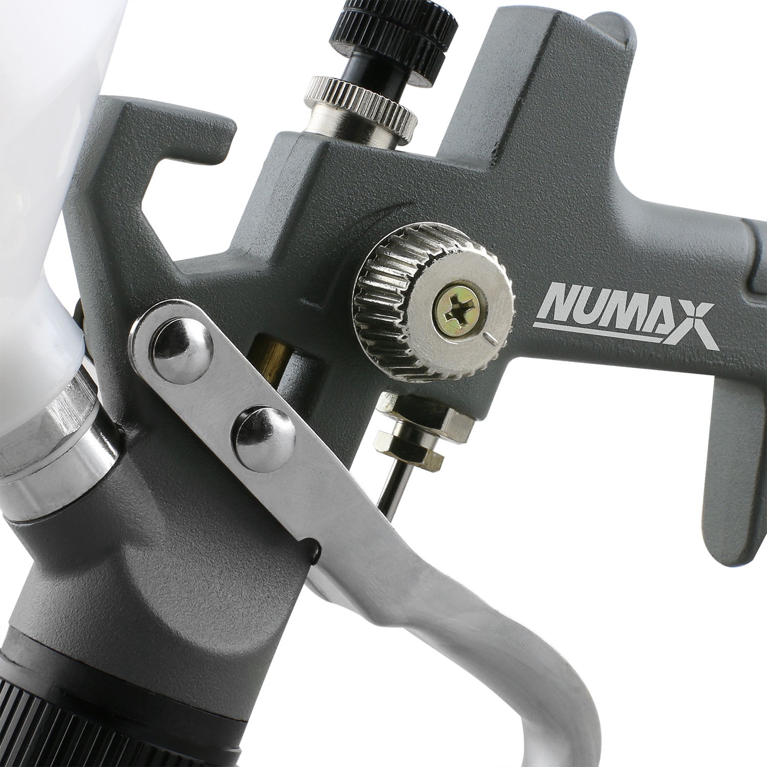 NuMax SPS14 Pneumatic HVLP Gravity Feed Spray Gun for Furniture and Automotive Painting (White, 20.29 fl oz) oaeur
