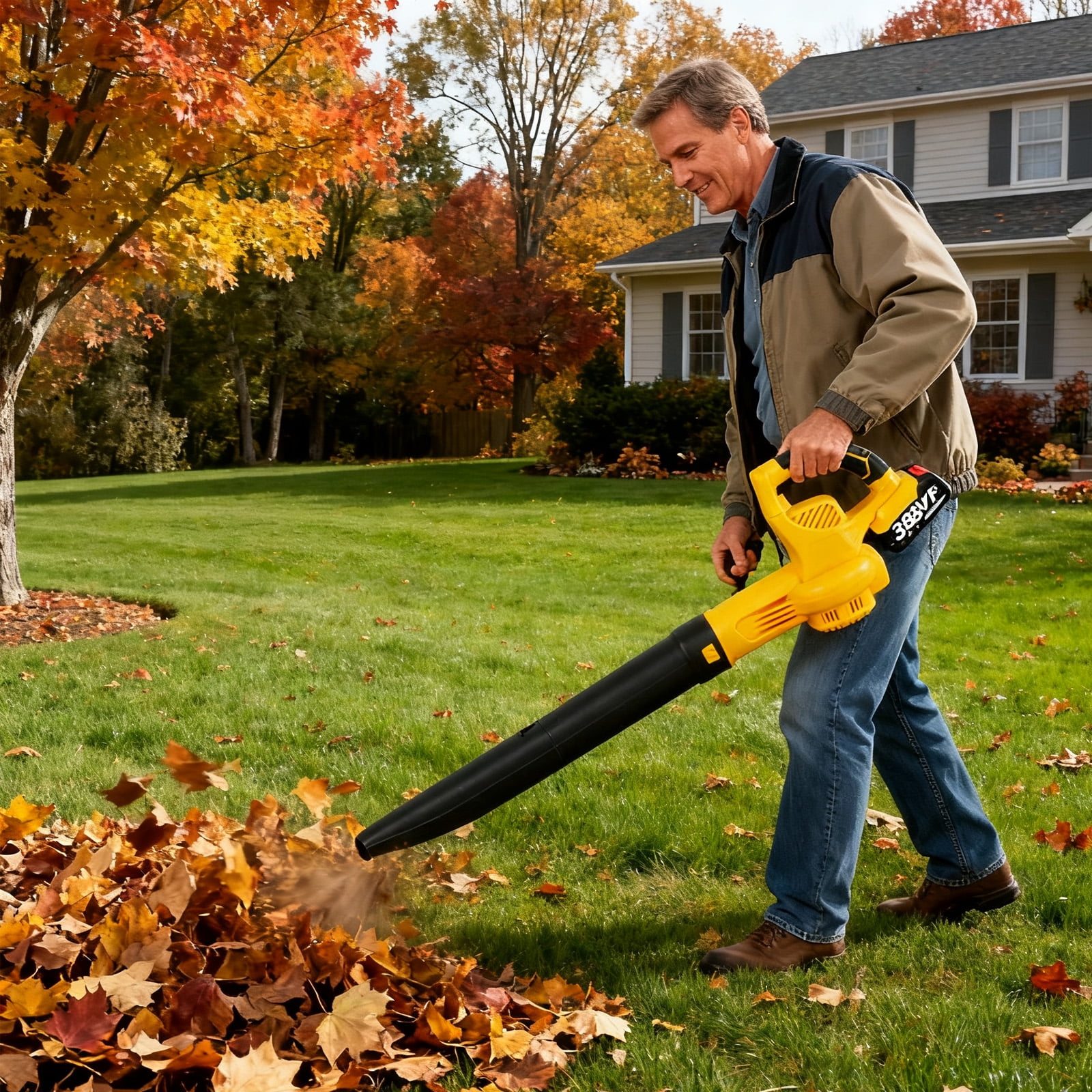 Susuzi 21V Cordless Leaf Blower, Brushless Motor Power Sweeper with 2 Batteries (2.7 lb) ql1yf