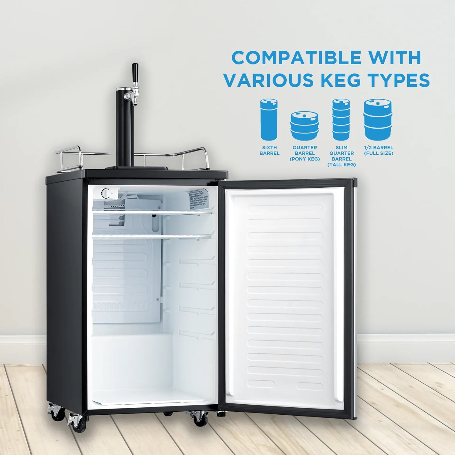 Arctic King Single Tap Kegerator Draft Beer Dispenser (Black, 4.9 cu ft) 0ynyn