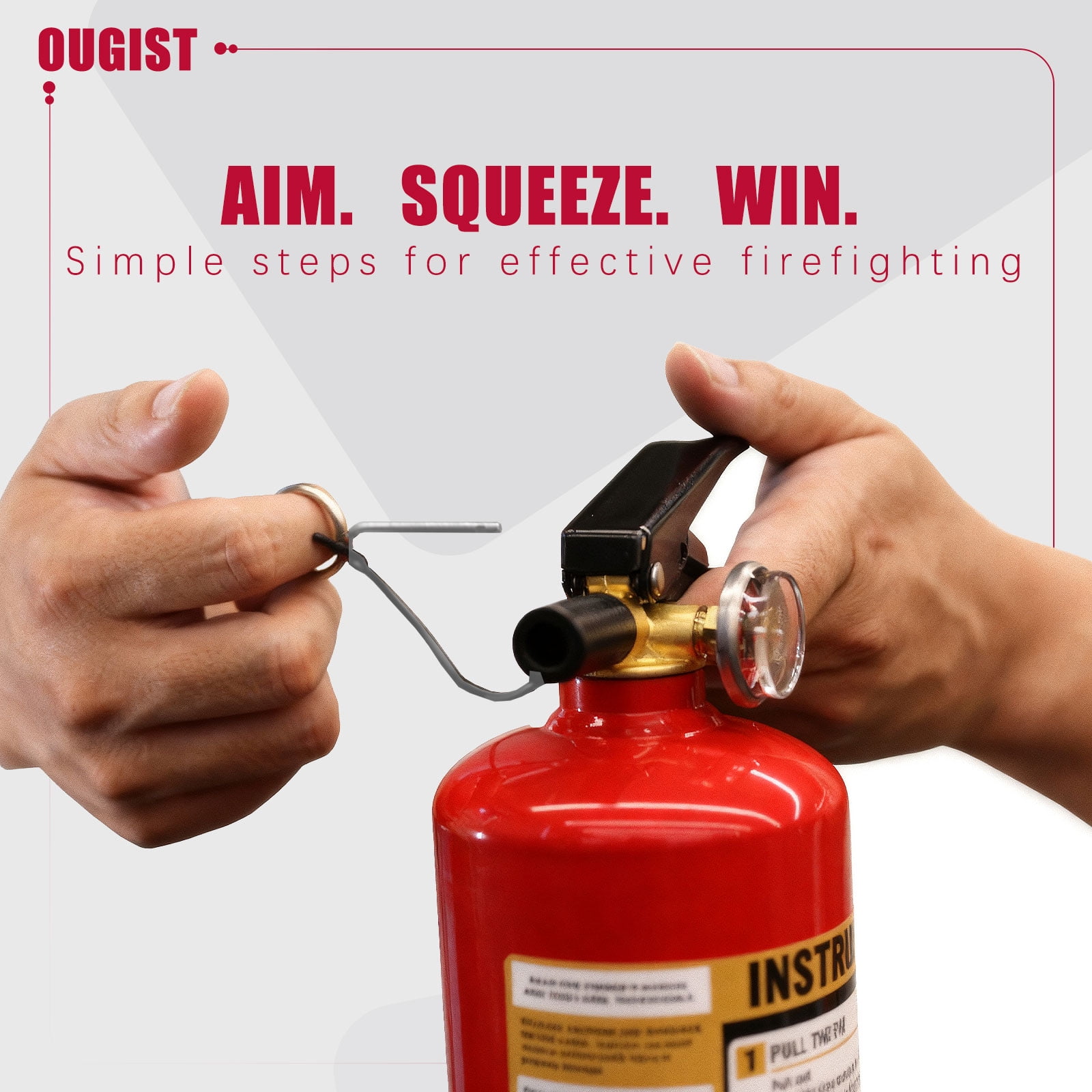 Ougist ABC Fire Extinguisher for Home and Vehicle, Multi-Purpose Dry Chemical Safety Device (Red, 2.5 lb) gfka7