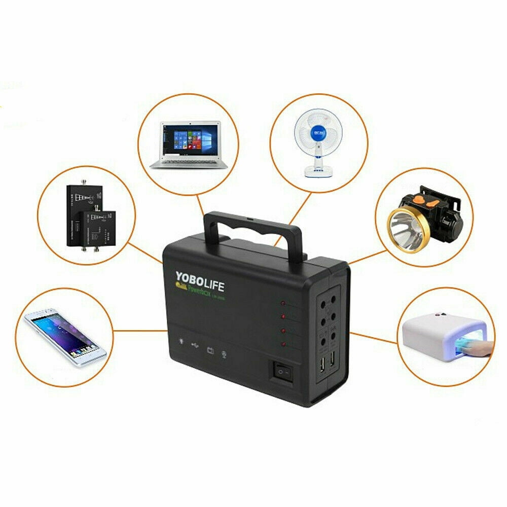 Generic Portable Solar Power Generator Kit with Battery Pack and 4 LED Bulbs (1 Kit) chczt
