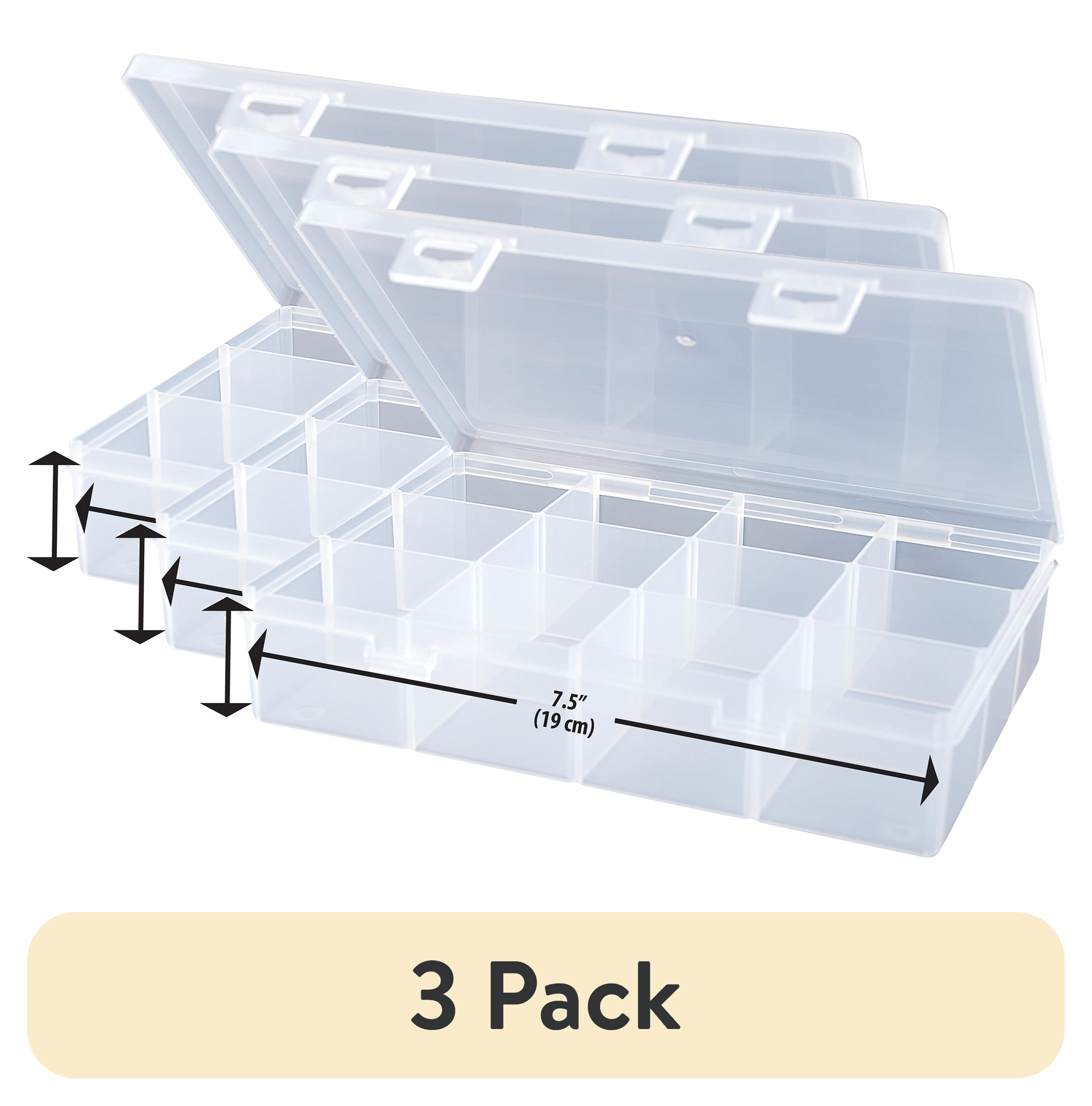 The Beadery Small Bead Keeper Box with 12 Compartments, Durable Craft Organizer (Clear, 3 Pack, 7.5 in x 5 in x 1.63 in) 70yfq