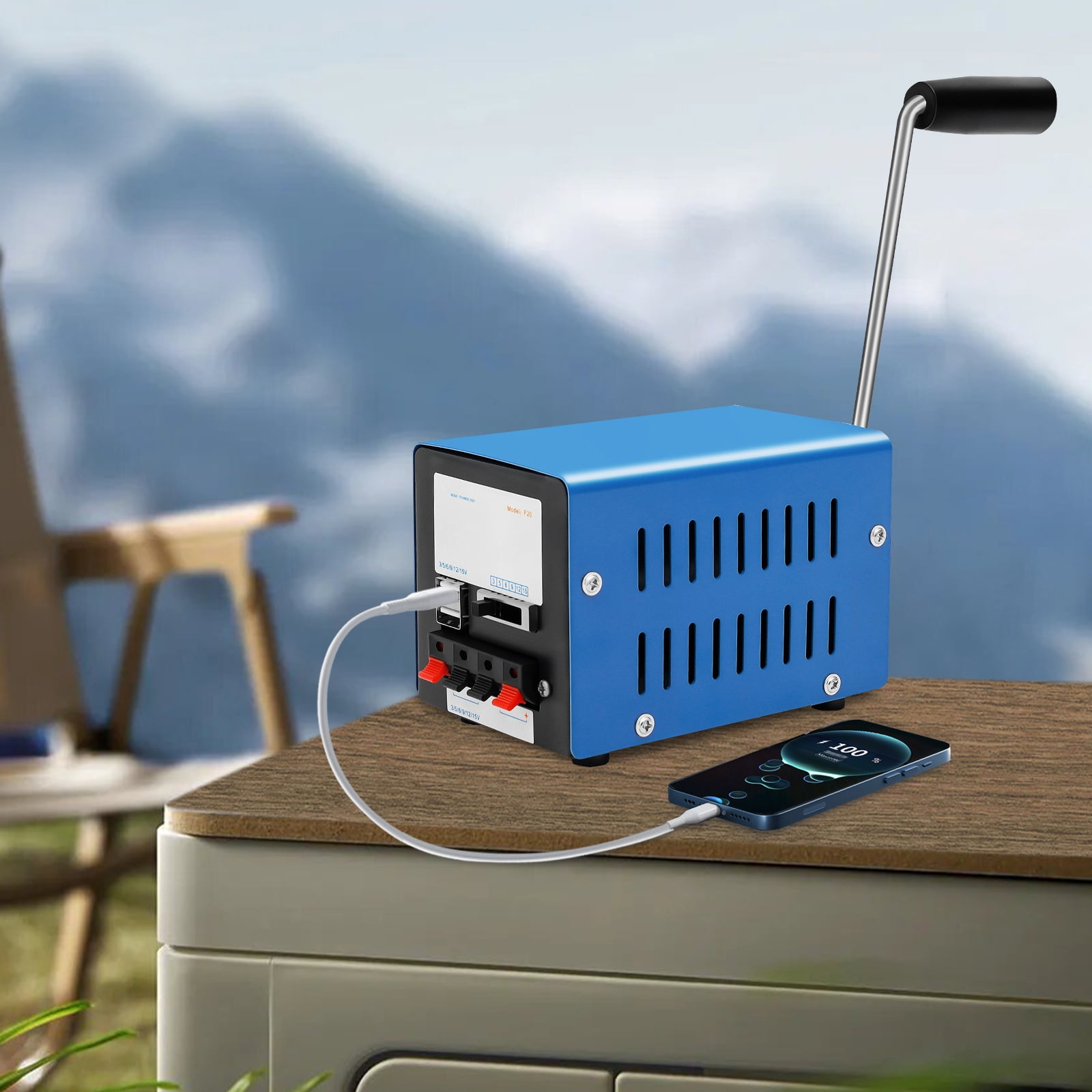Peakora Hand Crank Generator 20W Portable Manual Power Supply for Emergency Camping (5 in x 3.39 in x 3.46 in) nl8z2