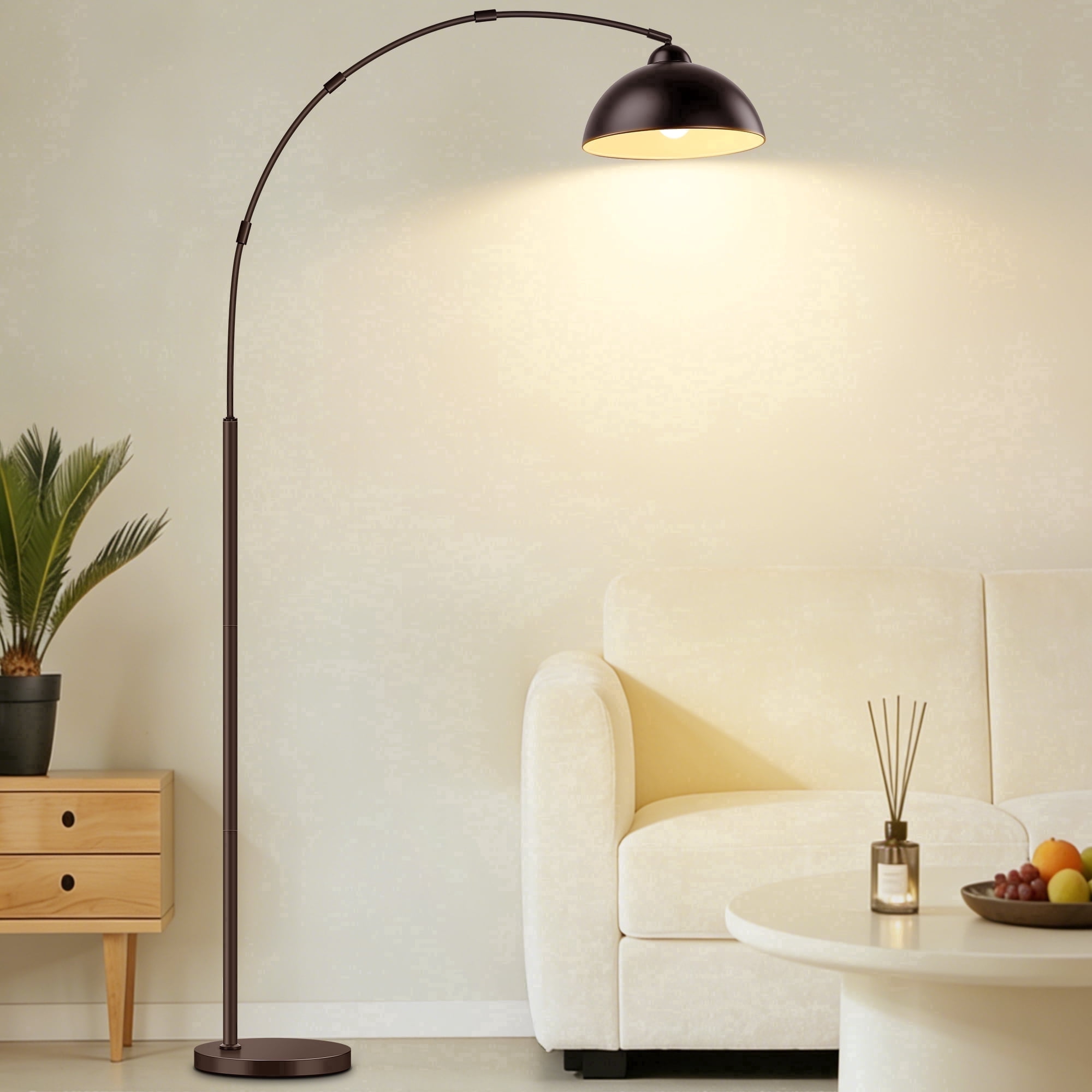 Outon Arc Floor Lamp with Remote, Dimmable LED Standing Lamp for Living Room and Bedroom (Brown, 80.3 in) qpt7m