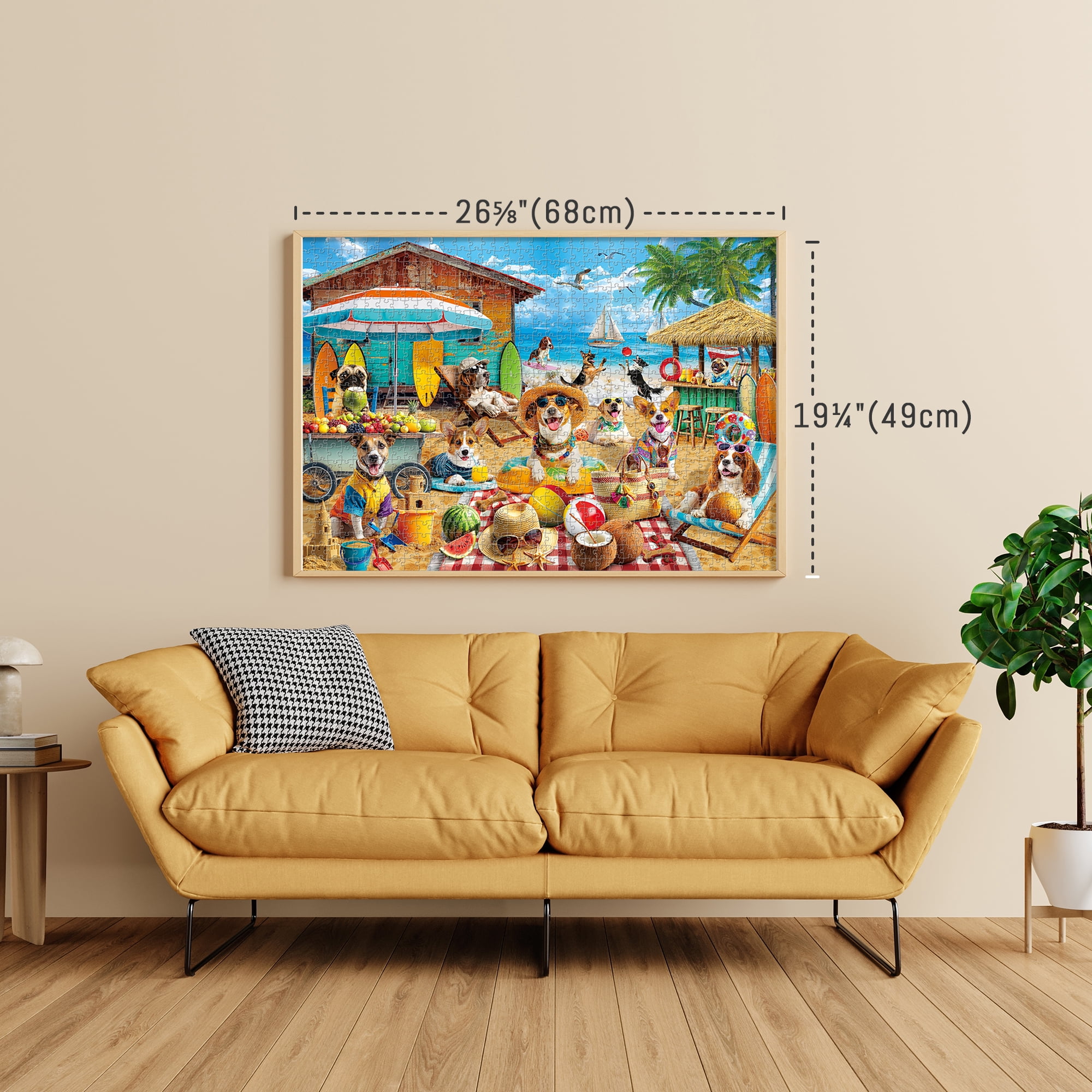 BenBen 1000 Piece Jigsaw Puzzle for Adults, Dogs' Beach Party Theme, Challenging Interlocking Cardboard Puzzle (26.75 in x 19.25 in) f3hk8