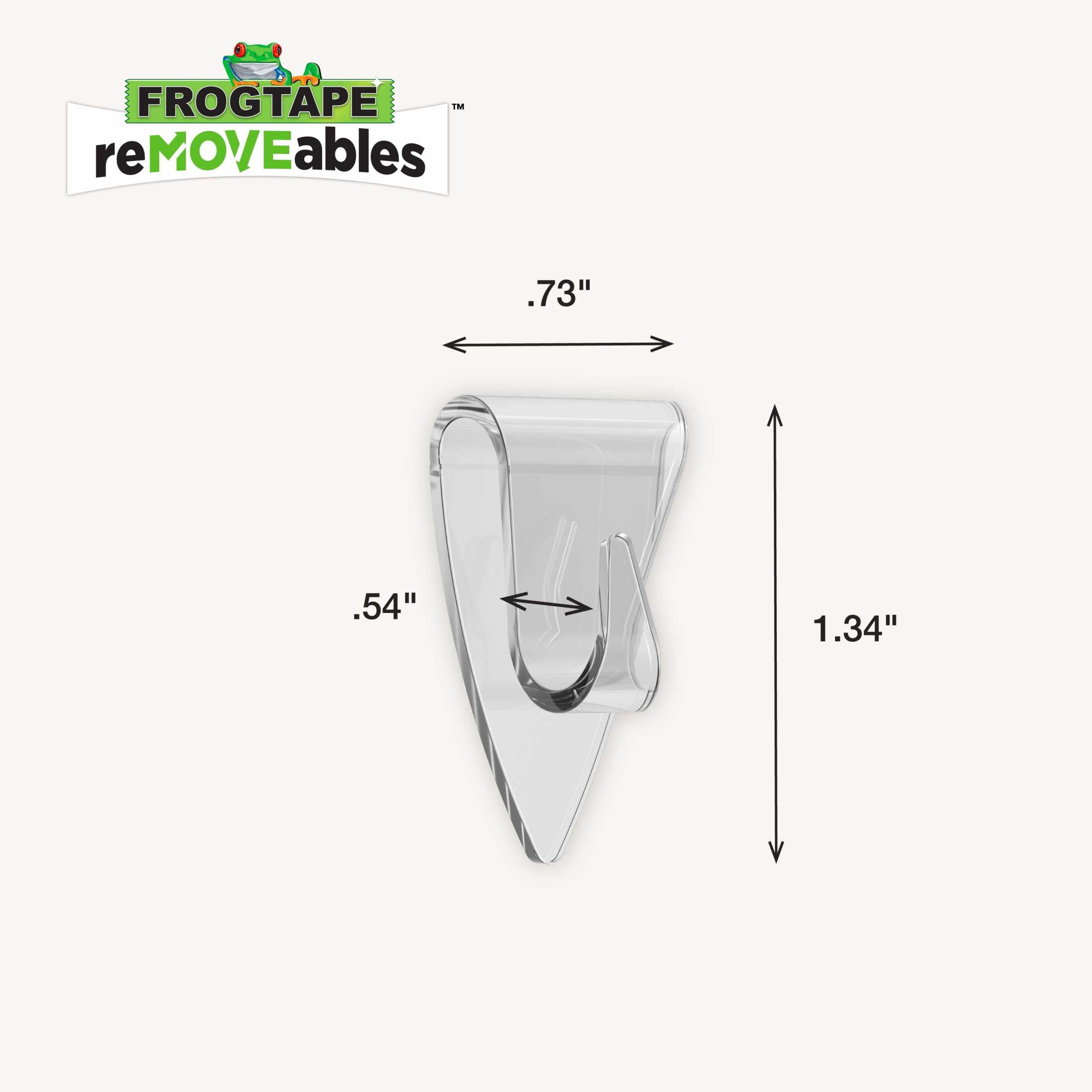 FrogTape reMOVEables Clear Mini Hooks (Clear, 18 Hooks and 24 Adhesive Strips) dw6ke