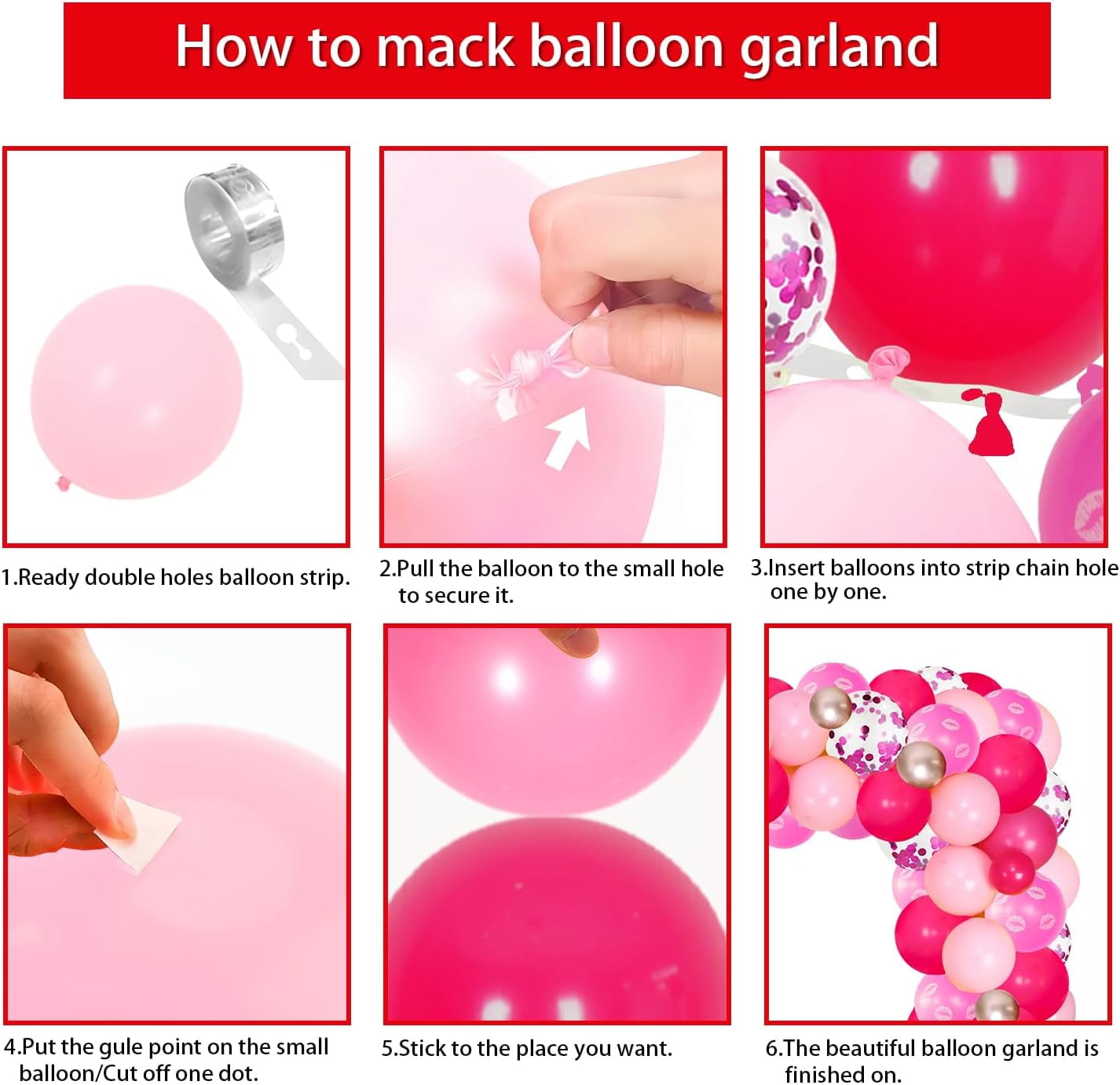 Merrystorm Bachelorette Party Balloon Garland Arch Kit (Rose Red and Pink, 85 Piece Set) me996