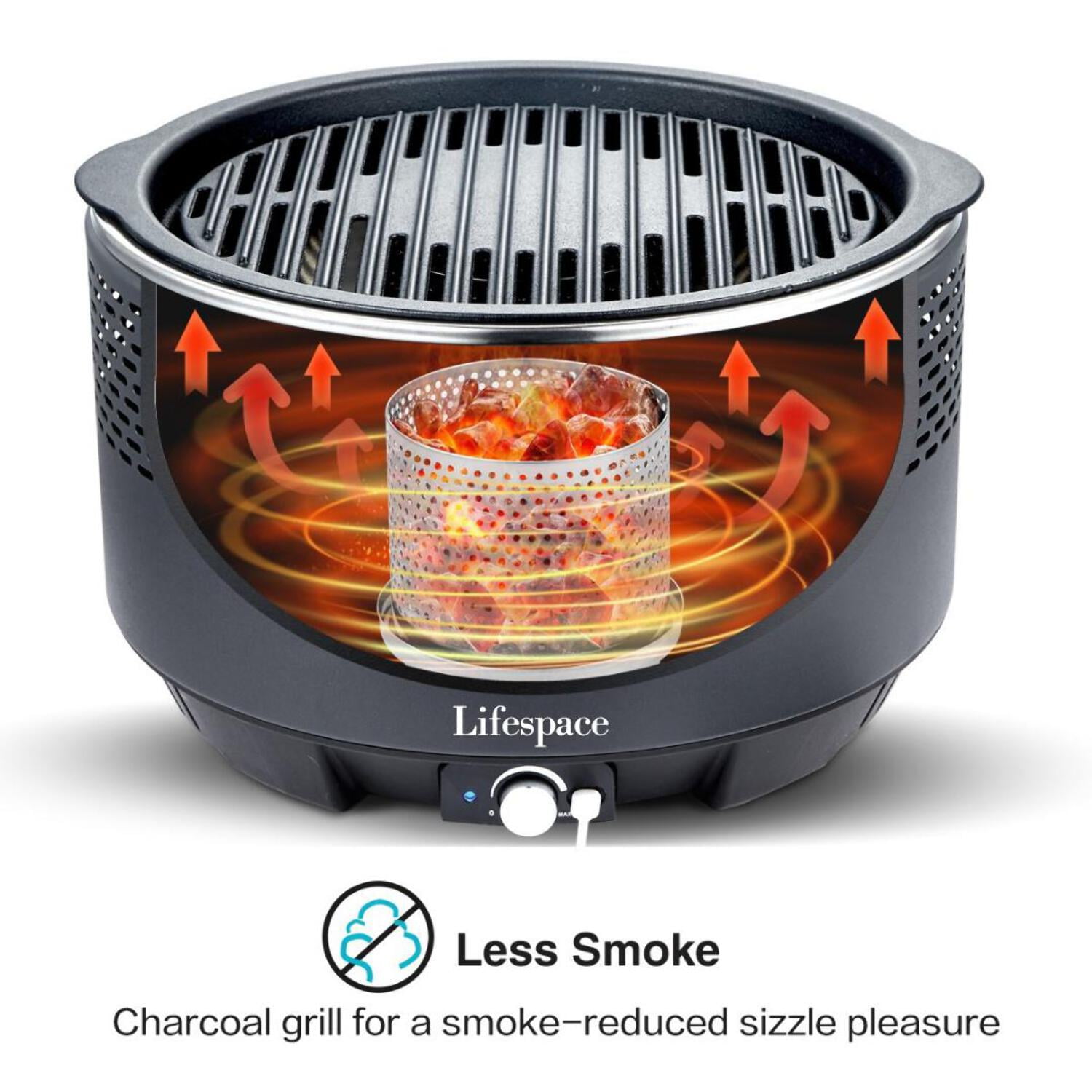 Lifespace Portable Charcoal Grill with Dome Lid and Carry Bag (Black, 13.78 in wide) 5rr91