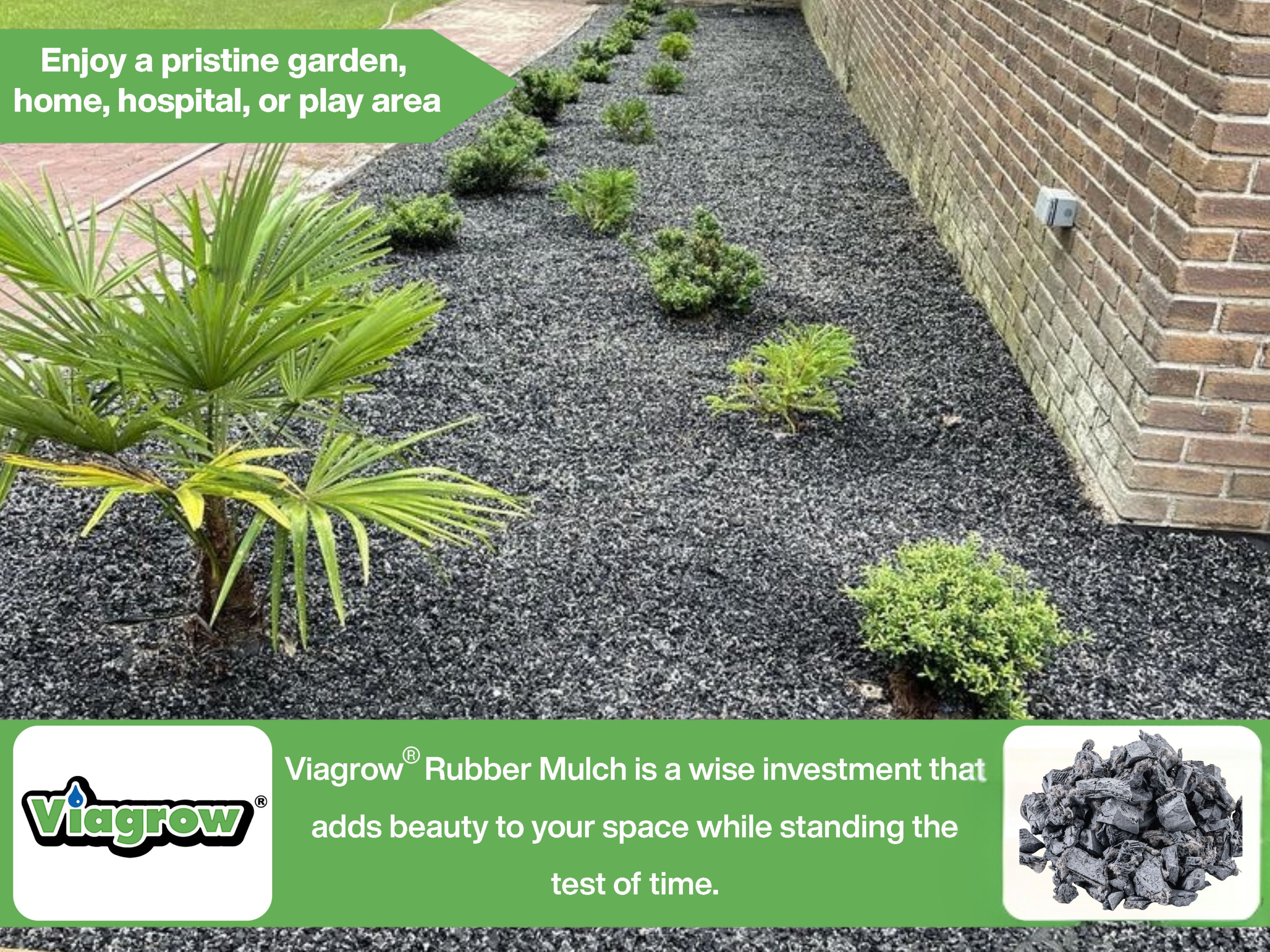 Viagrow Rubber Playground and Landscape Mulch, Durable Recycled Rubber for Gardens and Play Areas (Silver, 1.5 cu ft) vx3il