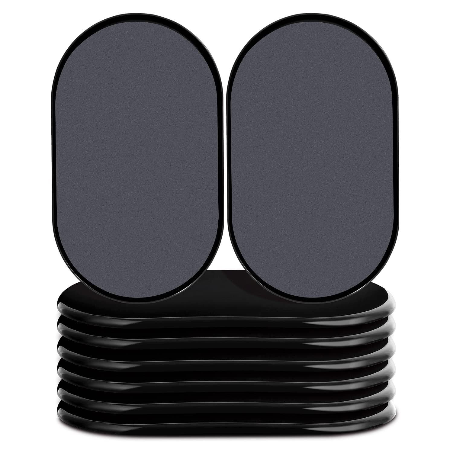 Ezprotekt Reusable Large Furniture Sliders for Carpet, Heavy-Duty Oval Plastic Movers (Black, 8 Pack, 9.5 in x 5.75 in) lrggd