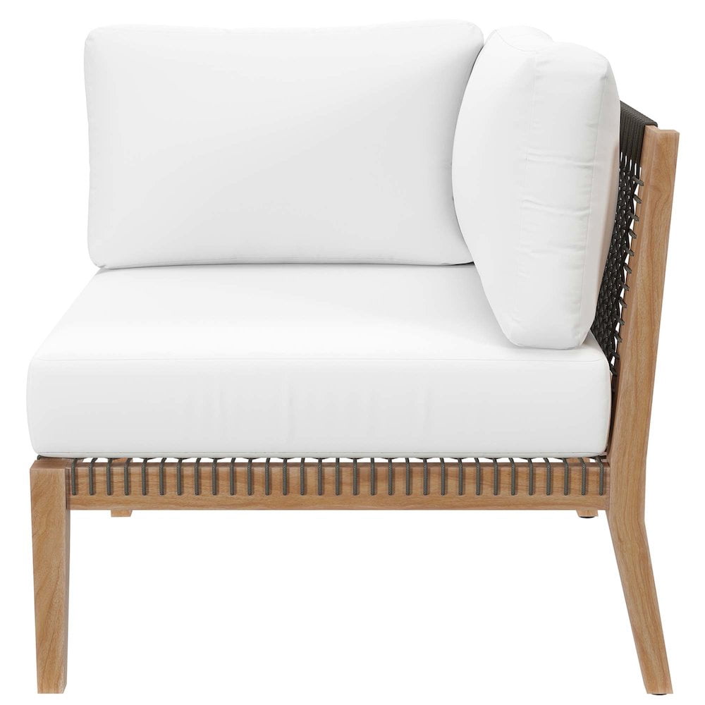 Modway Clearwater 6-Piece Teak Wood Outdoor Sectional Sofa Set (Gray/White, 6-Piece) 8zded