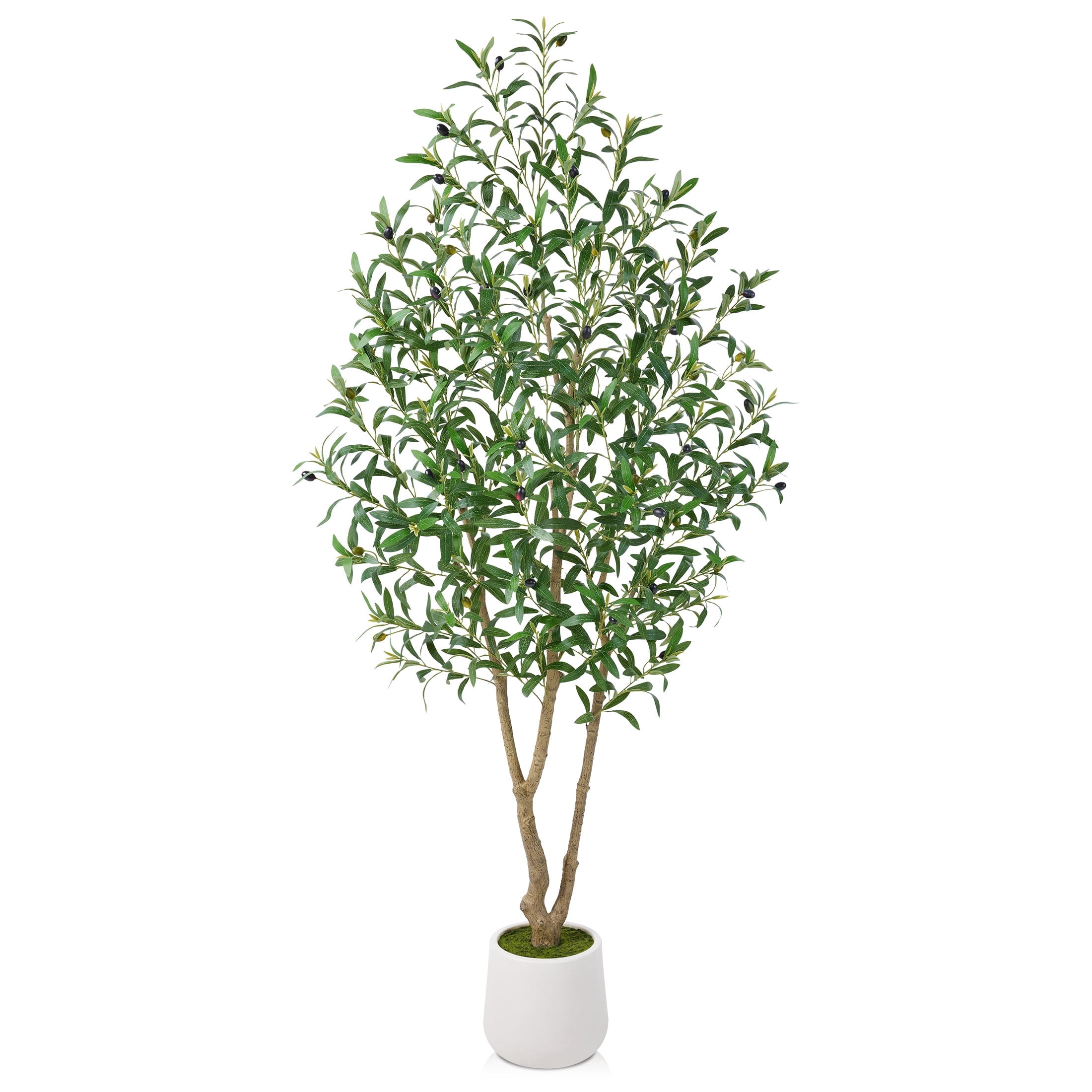 DR.Planzen 6ft Artificial Olive Tree, UV Resistant Faux Plant for Indoor and Outdoor Decor (White Planter, 6 ft) xyujg