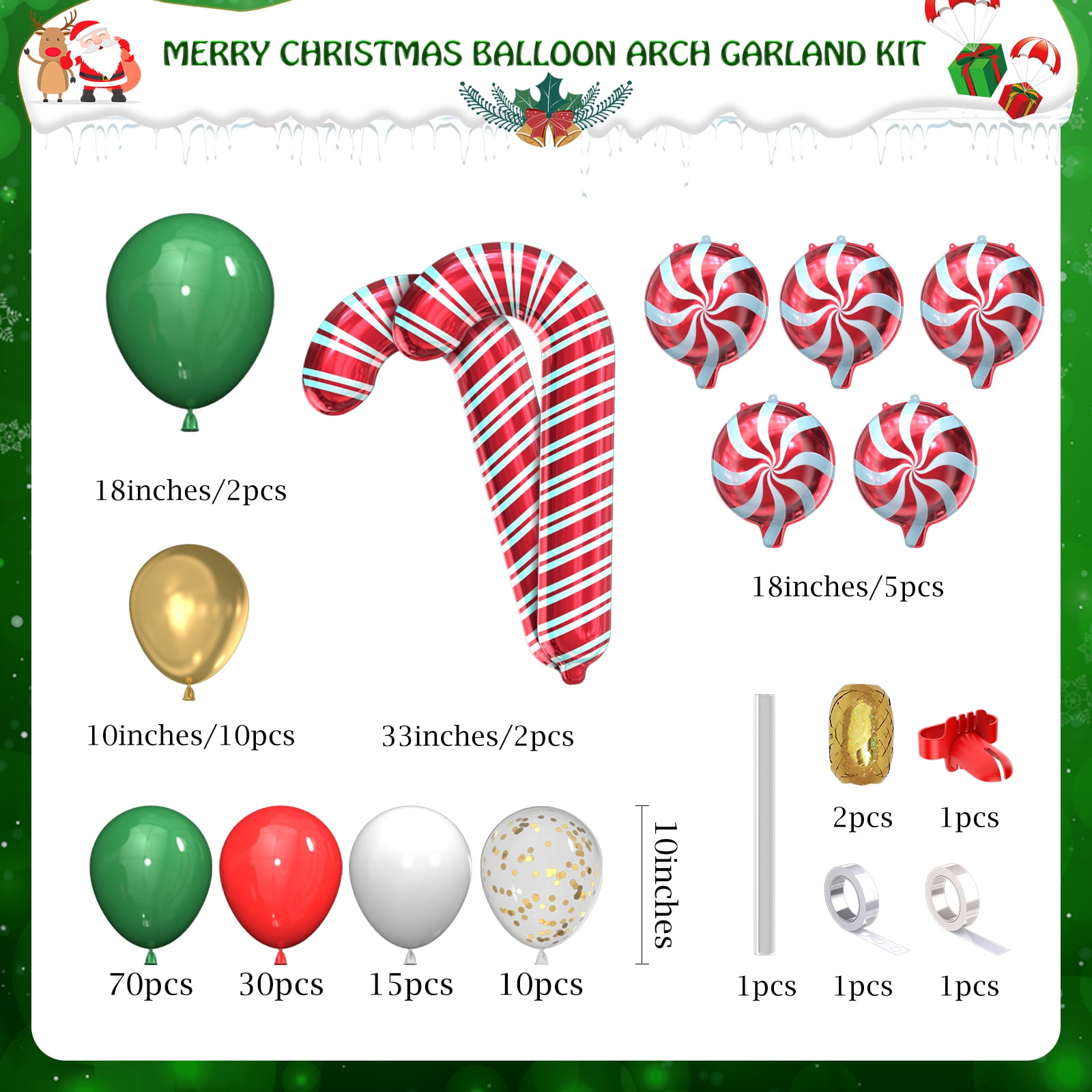 MELORDY Christmas Balloon Garland Arch Kit, Festive Holiday Party Decorations (152 Piece Set) jyghd
