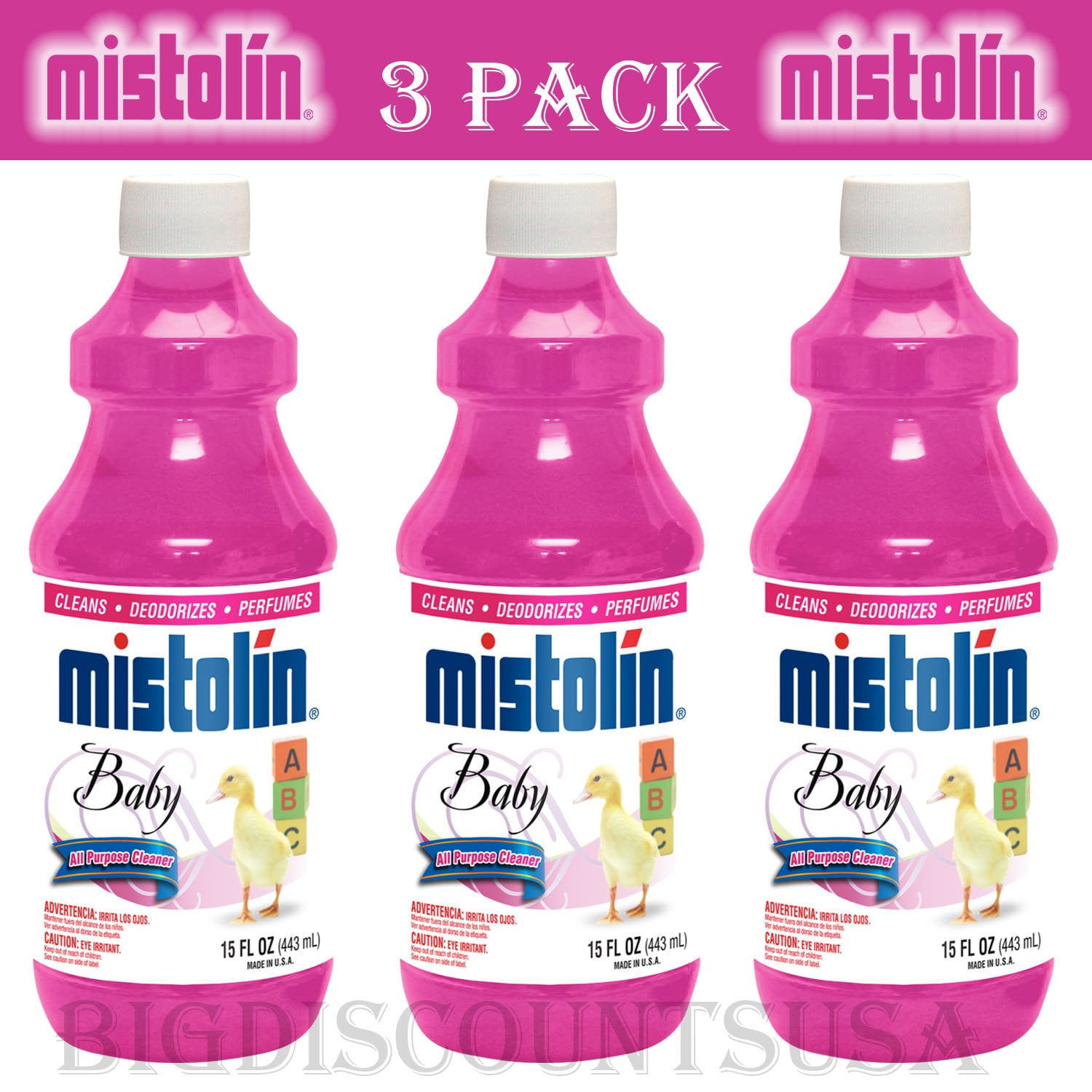 Mistolin General All Purpose Cleaning Solution, Baby Scent (3 Pack, 15 fl oz each) xxkv8