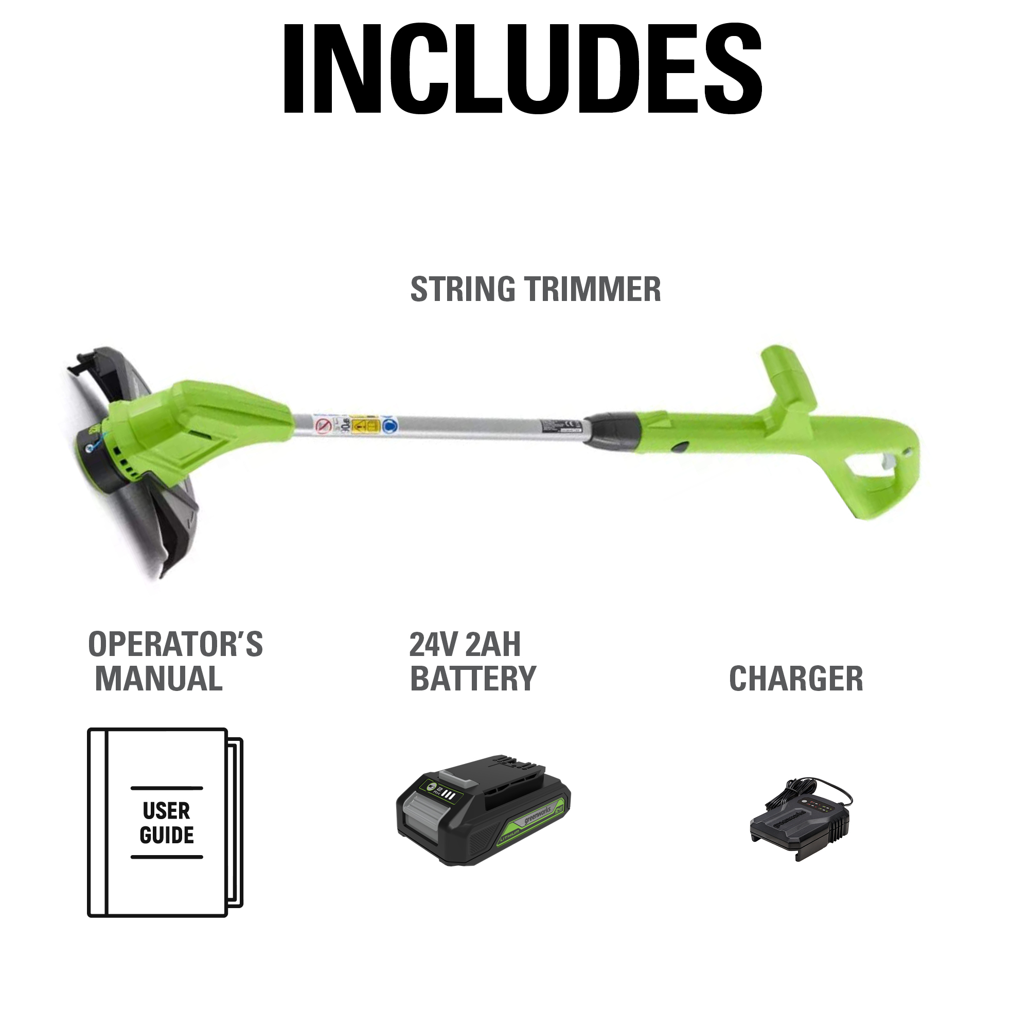 Greenworks 24V Cordless String Trimmer and Edger with 2.0 Ah Battery and Charger (10 in) wmxmq
