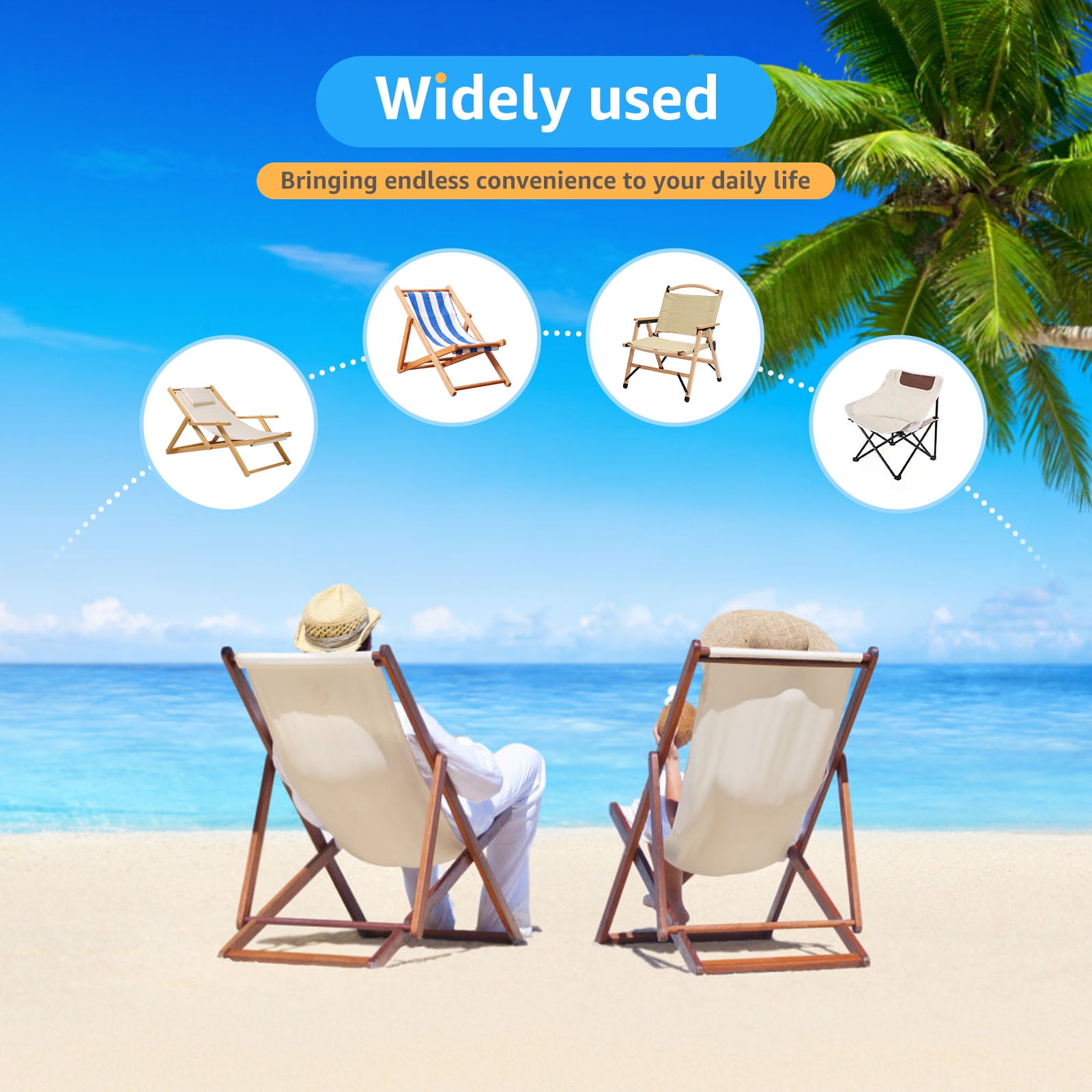 FYJUCPA Sling Chair Replacement Fabric, Heavy-Duty Outdoor Patio Canvas for Lounge and Beach Chairs (Beige, 45.3 x 16.9 in) ua5ym - Image 6