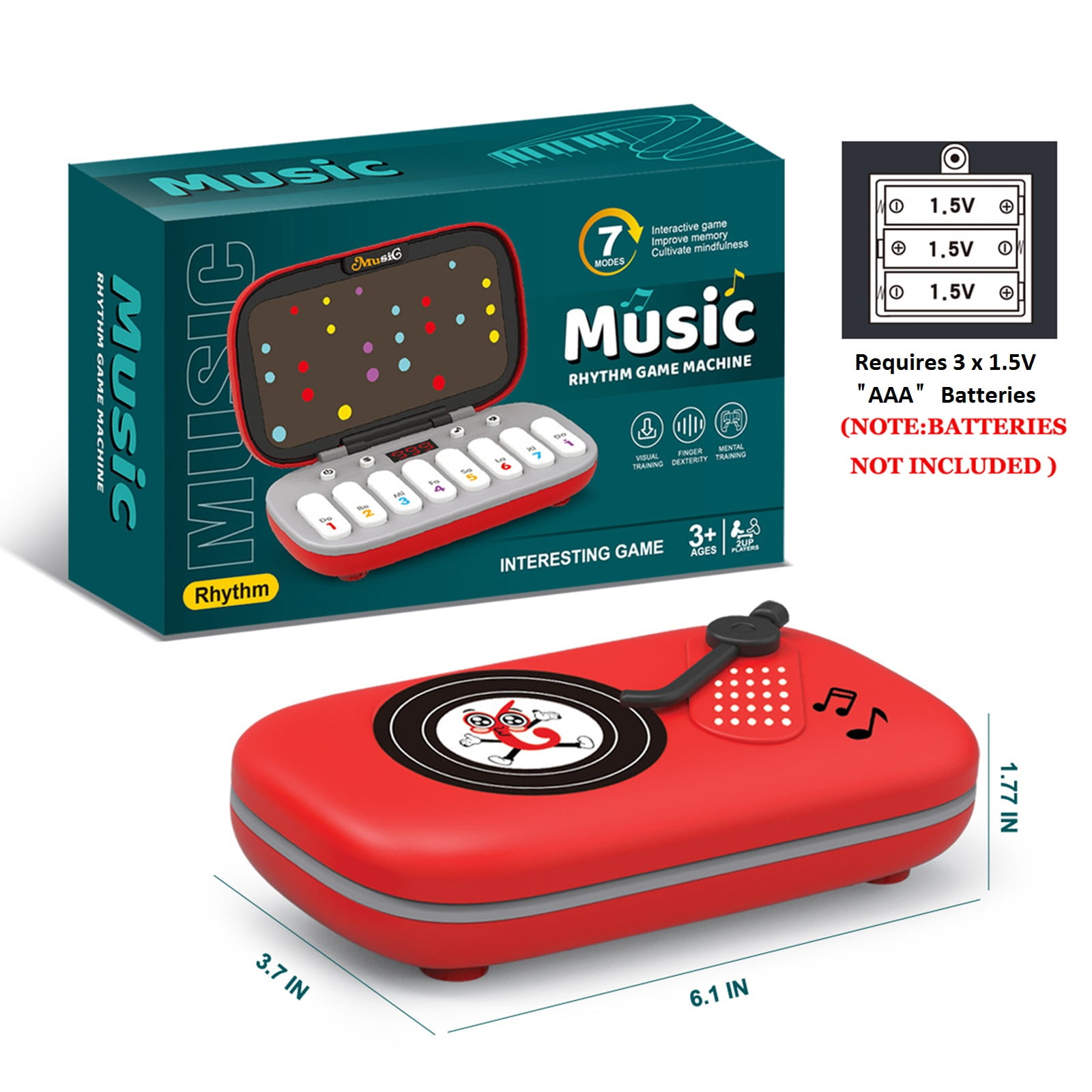 DIDUBUY Light-Up Piano Keyboard Toy for Kids, Interactive Musical Learning Instrument with 7 Rhythm Modes (Red, 12 in x 8 in) ujkbn