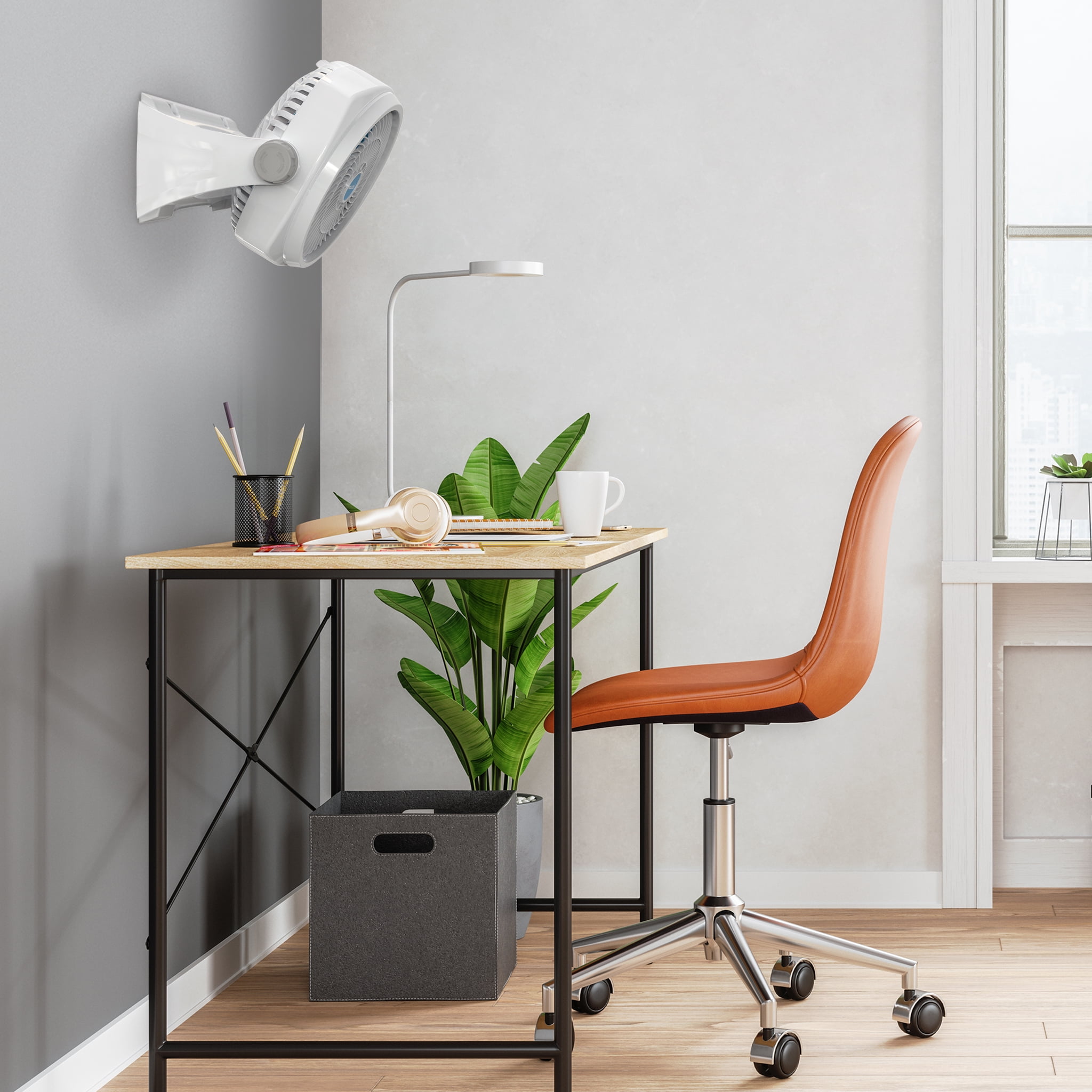 NewAir 12-Inch Portable Desk Fan with 360 Degree Pivot and 3-Speed Airflow (Grey, 12 in) z657r