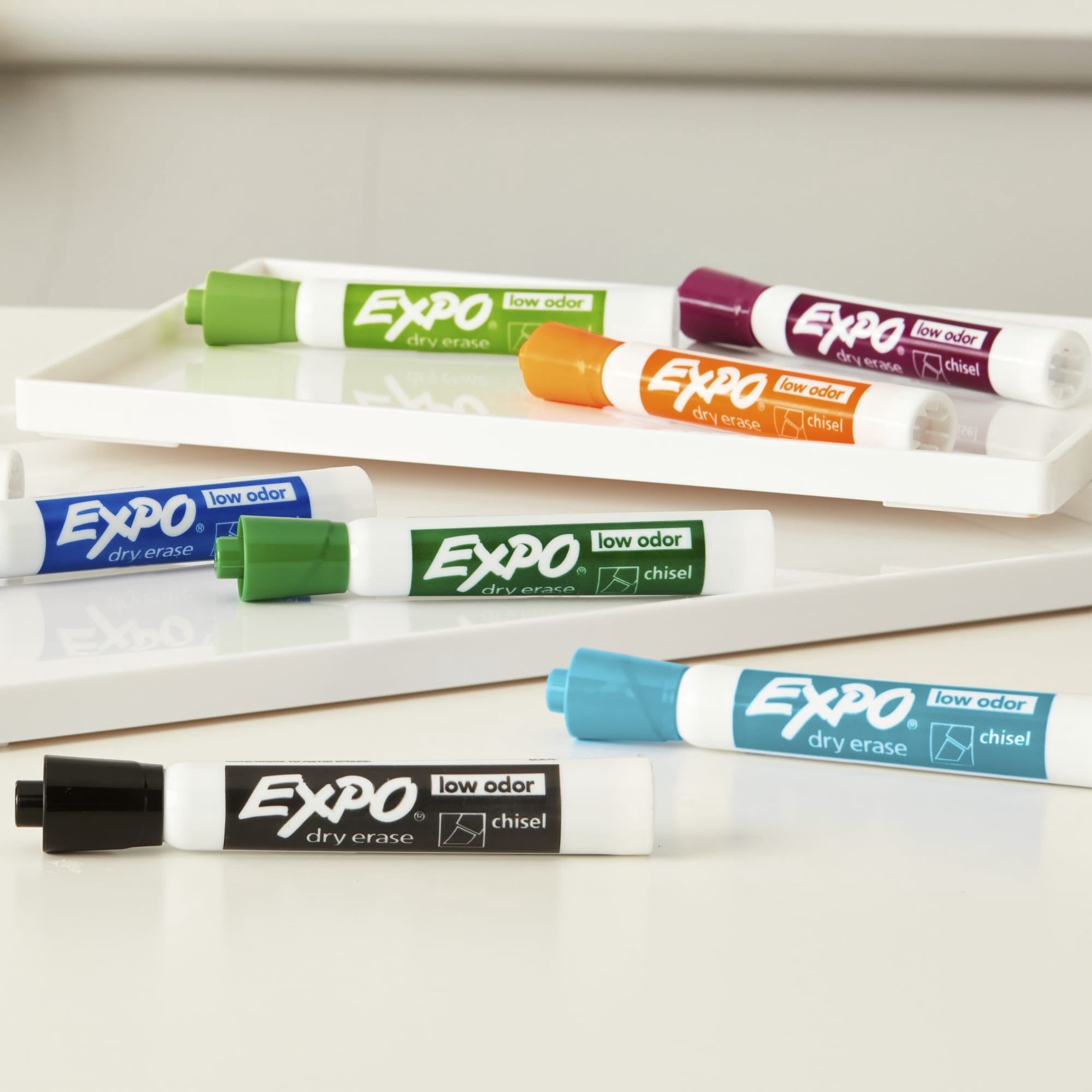 Expo Low Odor Dry Erase Markers (Chisel Tip, Assorted Colors, 6 Count) yu4xi