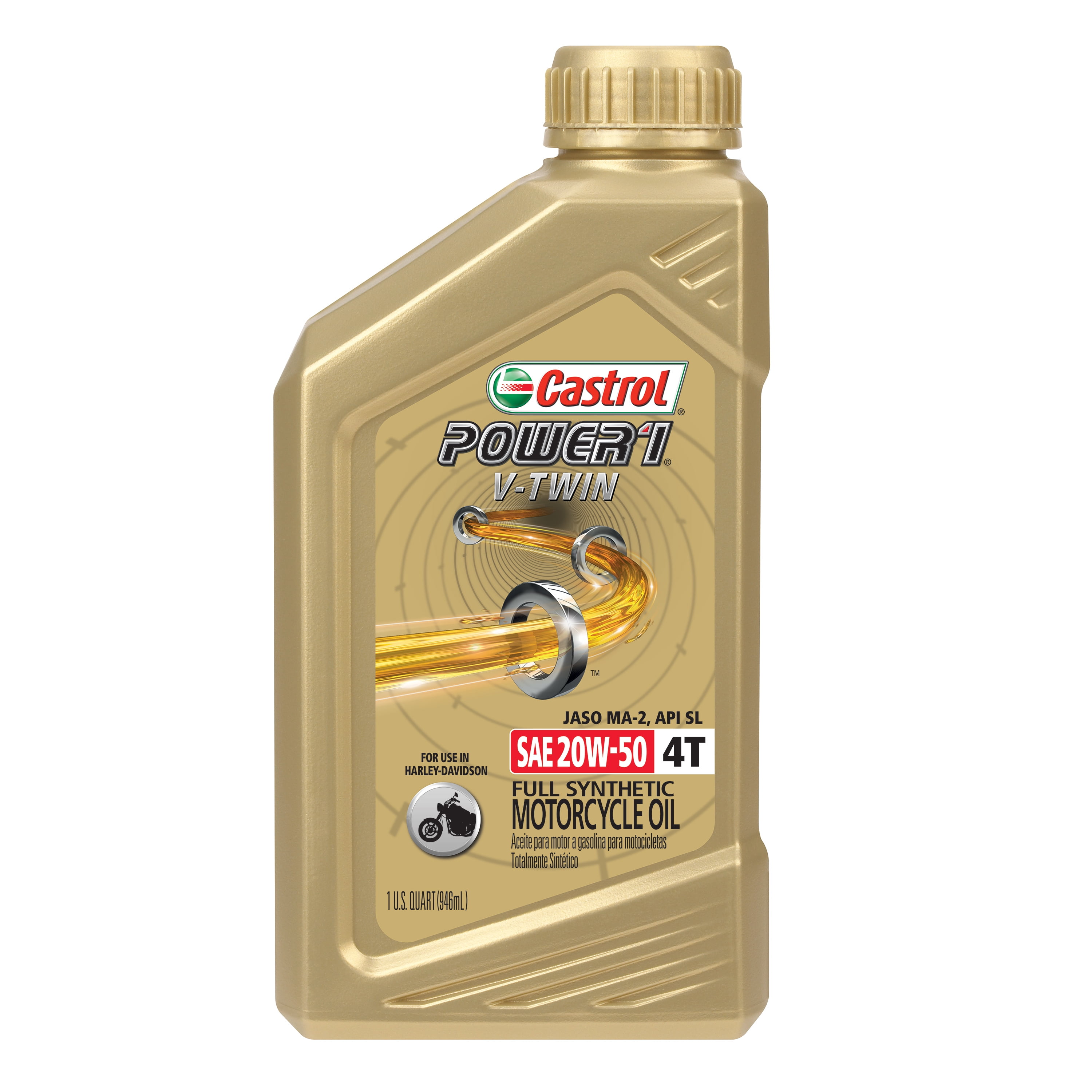 Castrol Power1 V-Twin 4T 20W-50 Full Synthetic Motorcycle Oil (32 fl oz) pkk9d