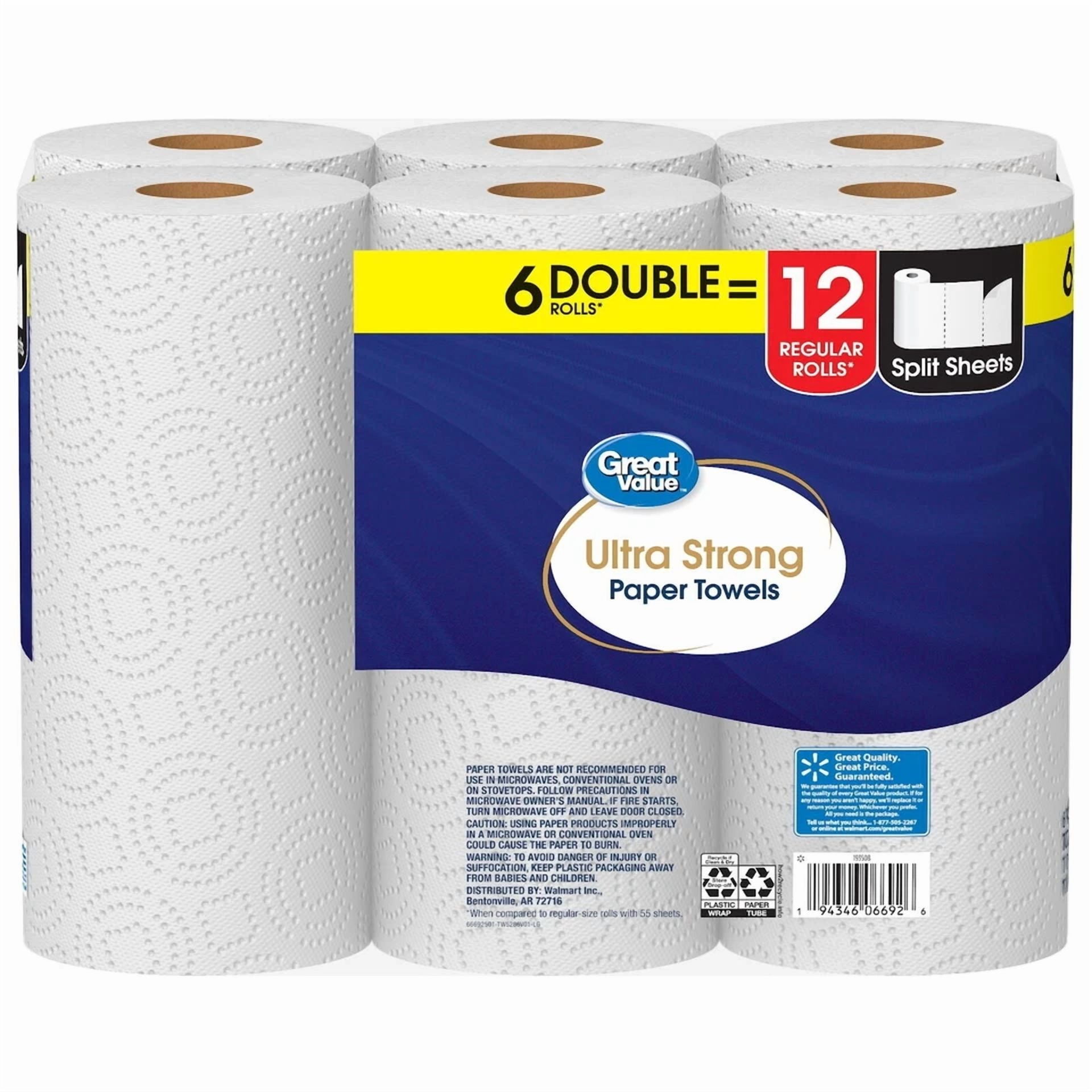 Forge Ultra Strong Premium 2-Ply Paper Towels (White, 6 Double Rolls) x2q5s