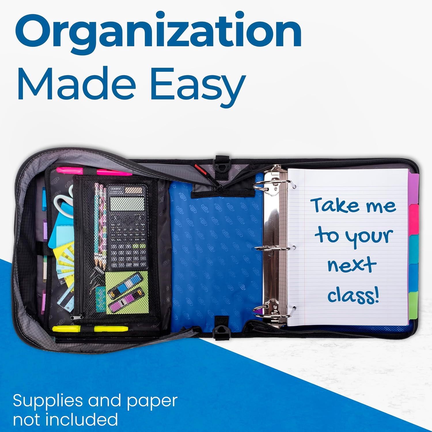 Case-it King Size Mighty Zip Tab Binder (Midnight Blue, 4 in Capacity) u2fcz - Image 7