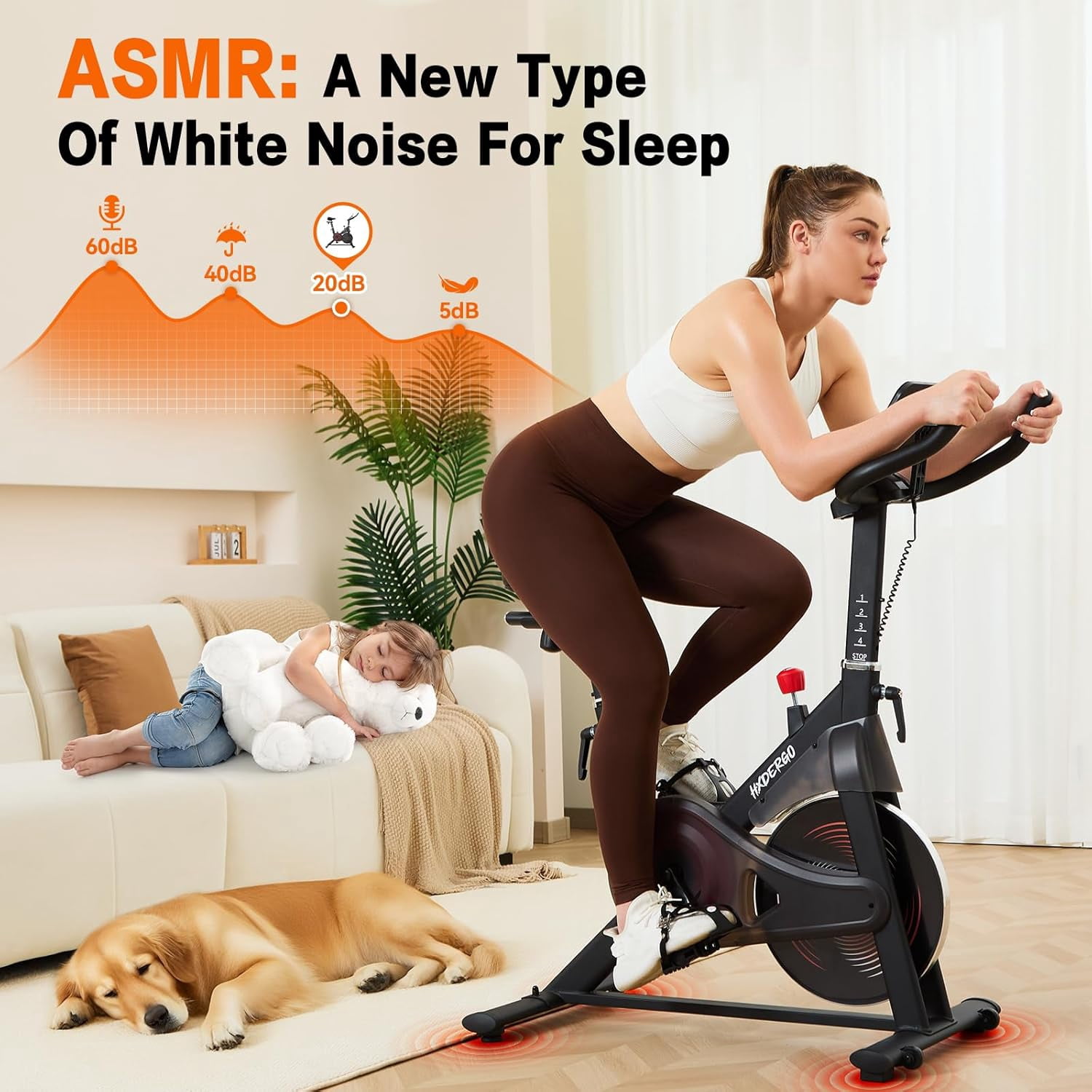 HXD-ERGO Magnetic Stationary Exercise Bike for Home Cardio, Quiet Indoor Cycling Trainer with LCD Monitor and Adjustable Seat (Black, 350 lb Capacity) 9sn8t