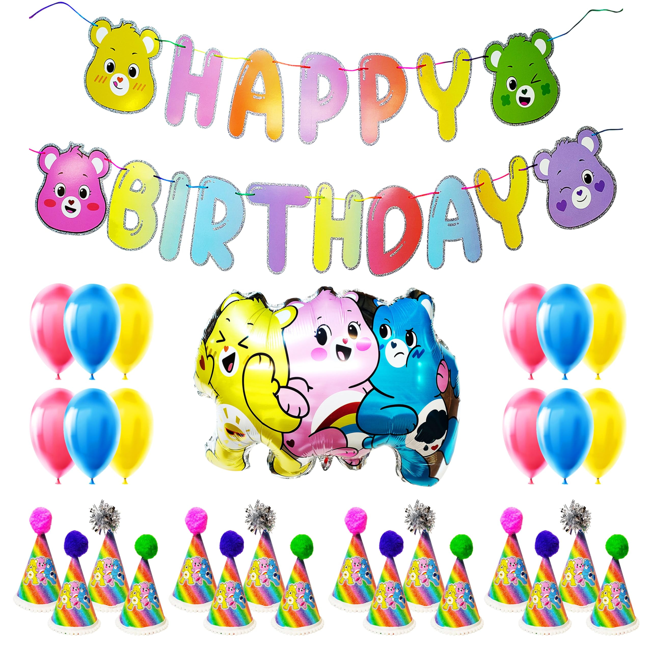 LUV HER Care Bears Birthday Party Supplies Set (31 Piece Kit, Multicolor) wa0vw