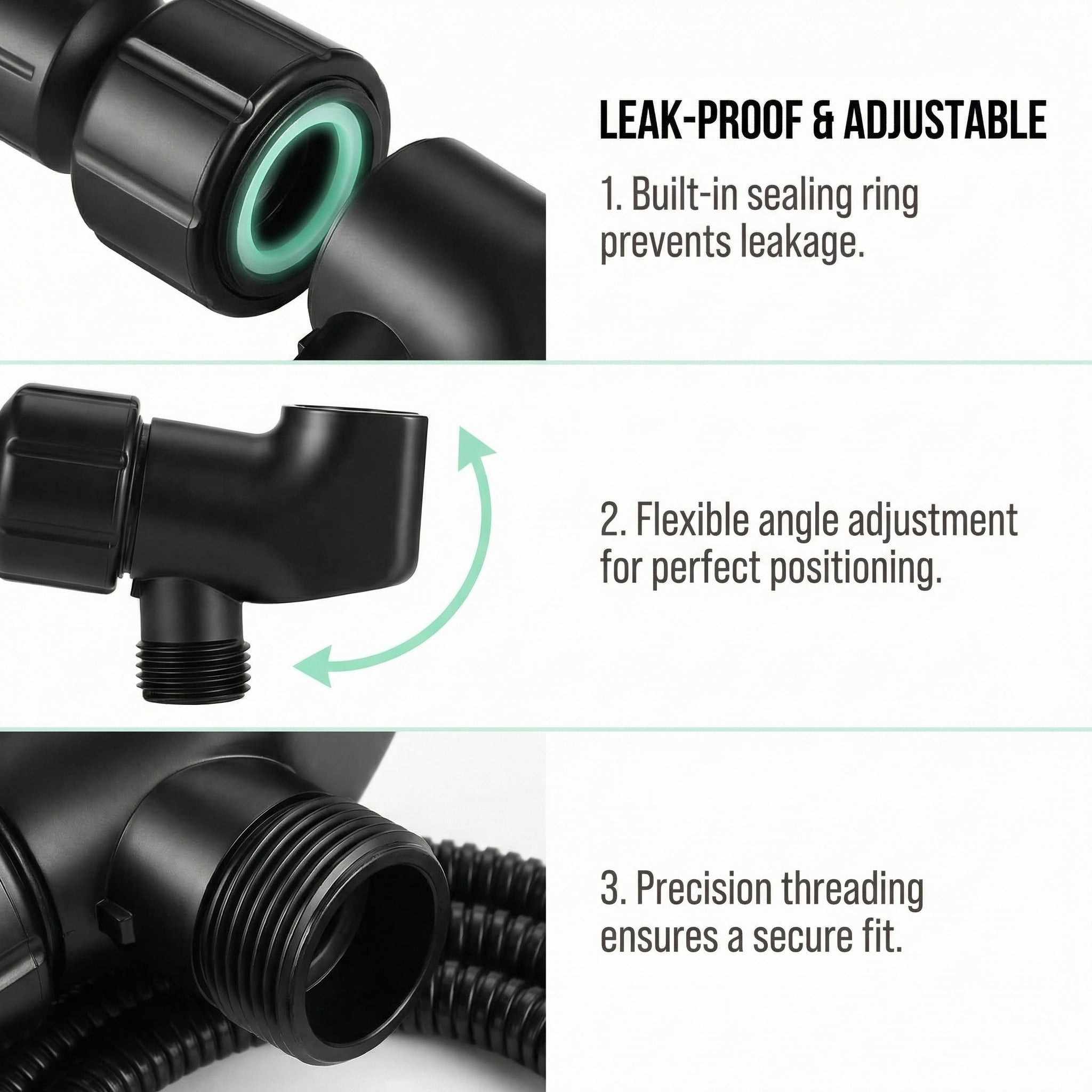 Lsupdaol Stainless Steel Shower Hose with Adjustable Arm Holder and Replacement Head (Black, 79 in) ev9sr