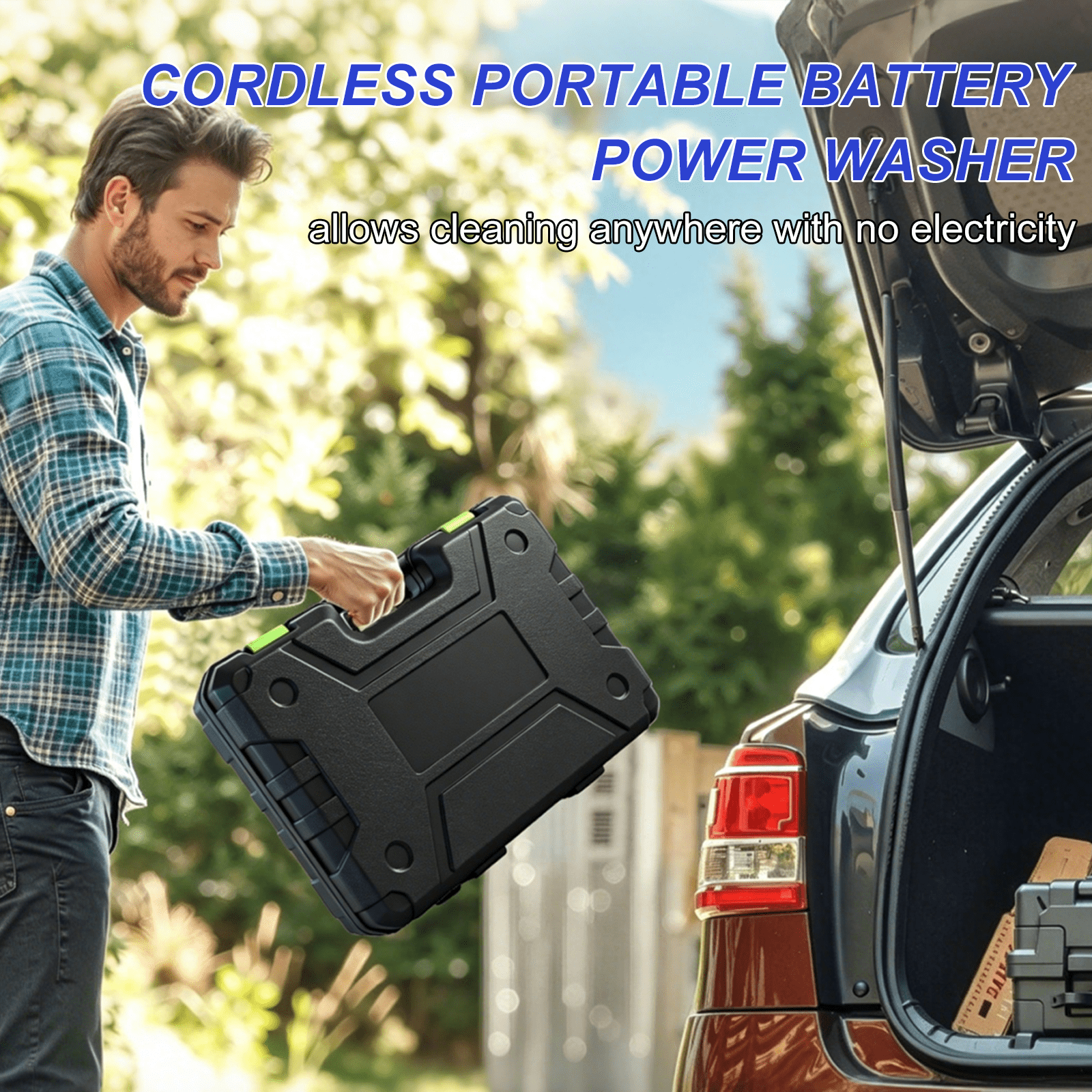 MQHUAYU Cordless Pressure Washer, 1000 PSI Portable Electric Power Cleaner with 6-in-1 Nozzle and 16.4 ft Hose (3.4 lb) tdx1q