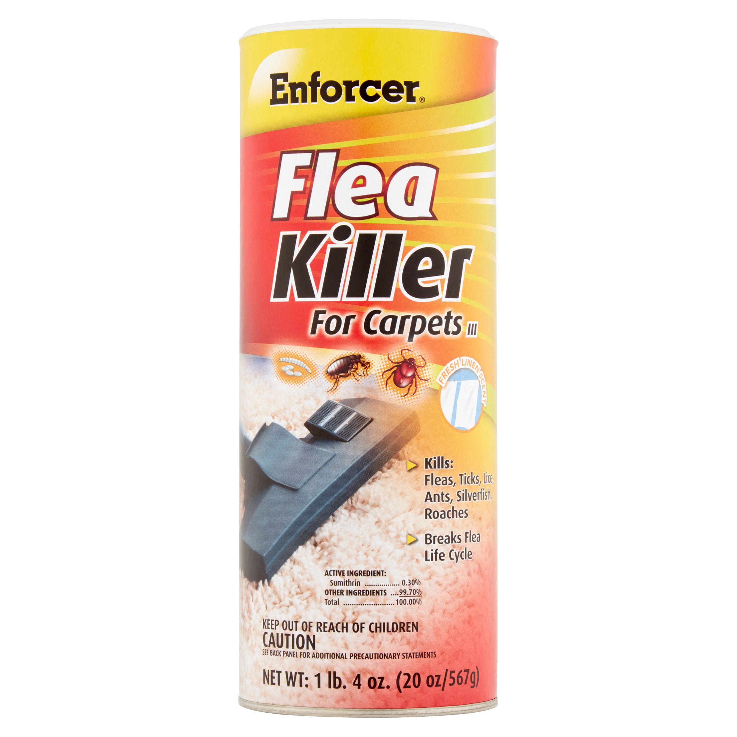 Enforcer Flea Killer for Carpets Powder, Indoor Pest Control Treatment (Clean Linen Scent, 20 oz) uba88