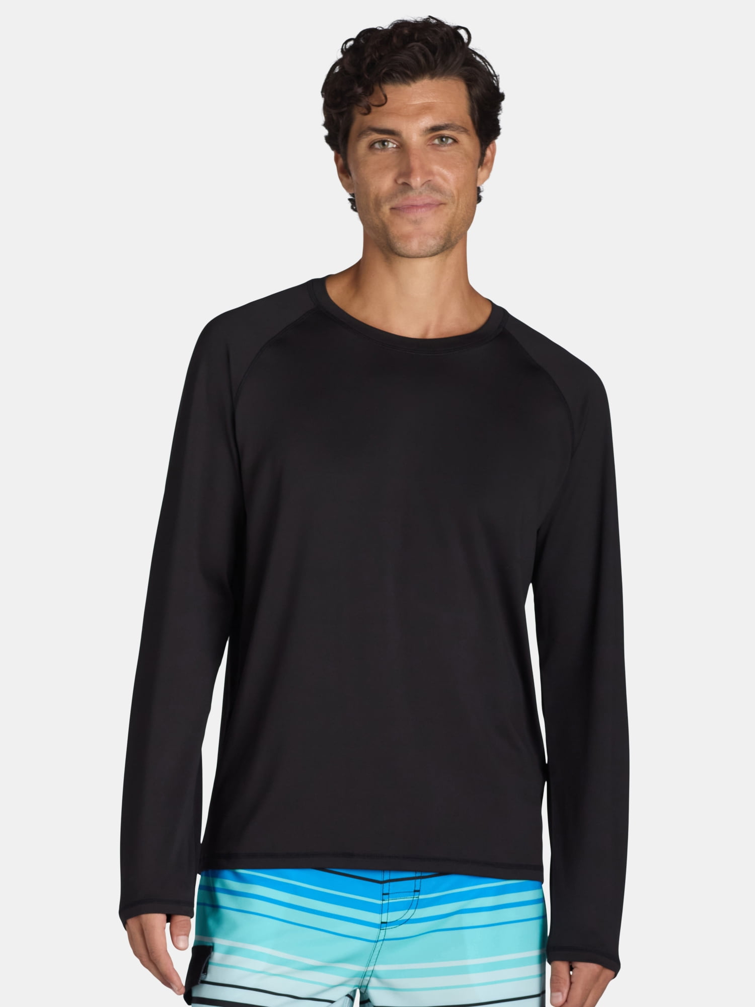 George Men's Long Sleeve Sun Shirt UPF 50+ Performance Athletic Top (Black, S) wvu15