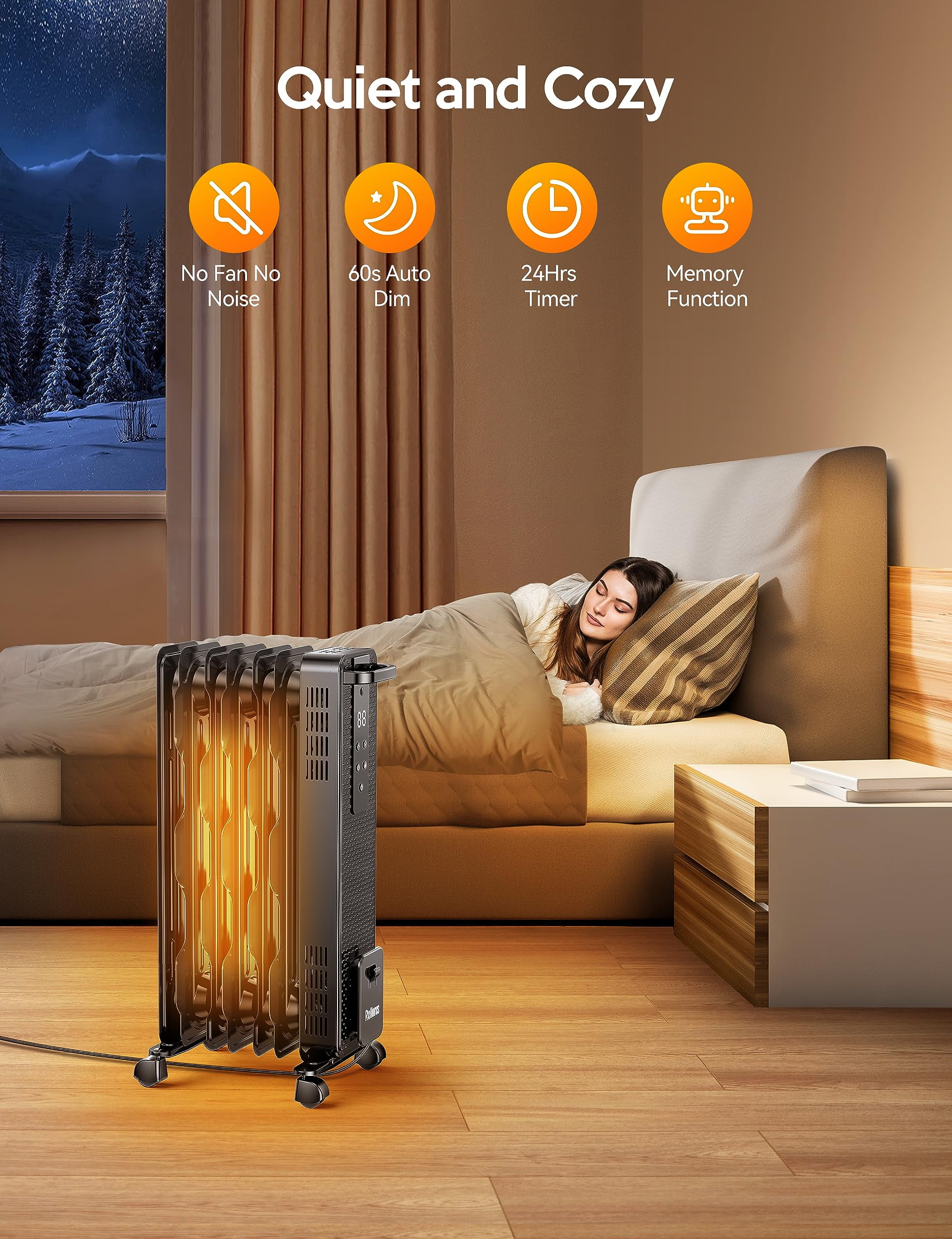 Party Zealot 1500W Electric Oil Filled Radiator Space Heater with Remote Control (Dark Grey, 25.18 in H) nq0b7