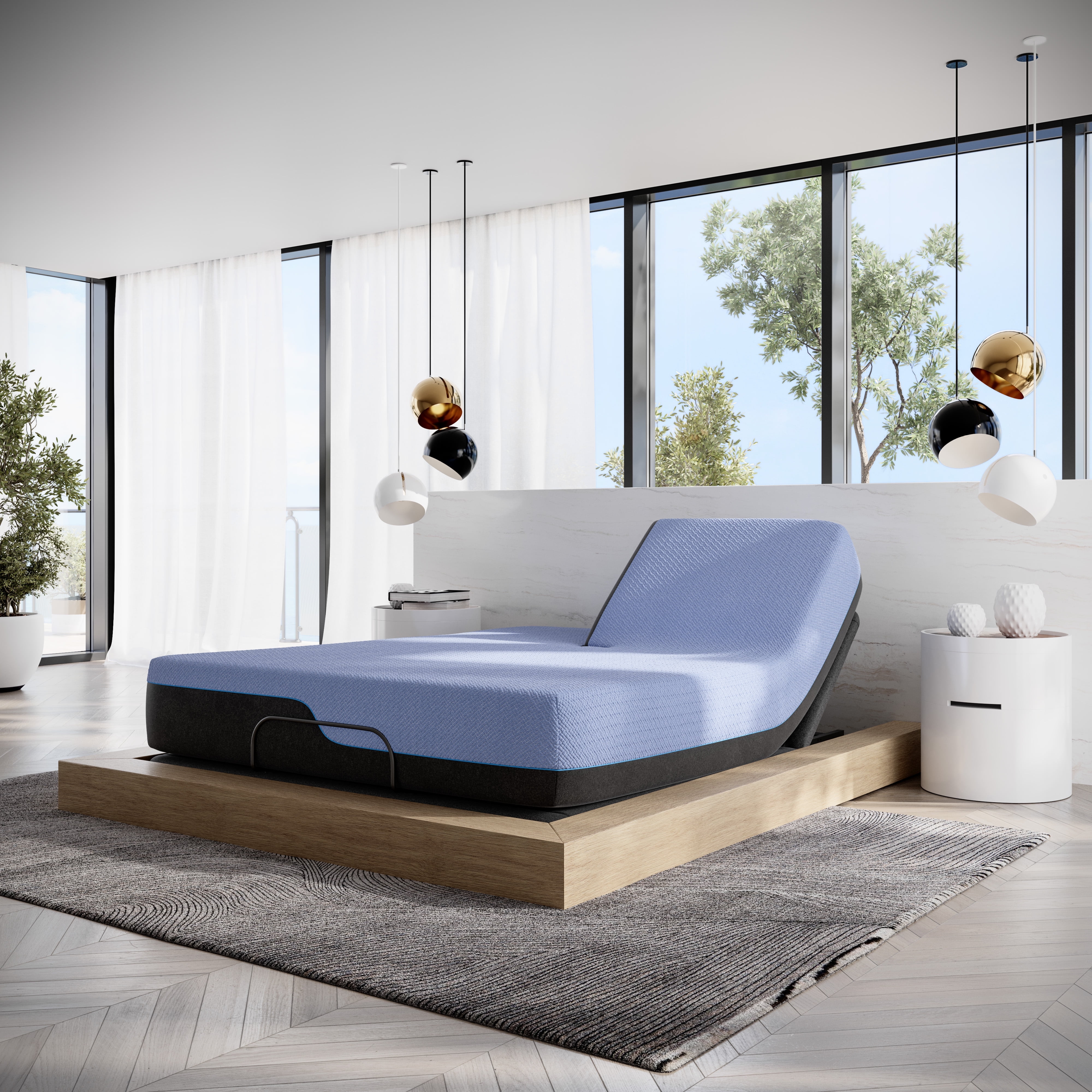 Bridgevine Home 12 inch Refresh Flex Top Hybrid Cooling Latex Foam and Coil Mattress (Blue, Queen Size) 1y0b3
