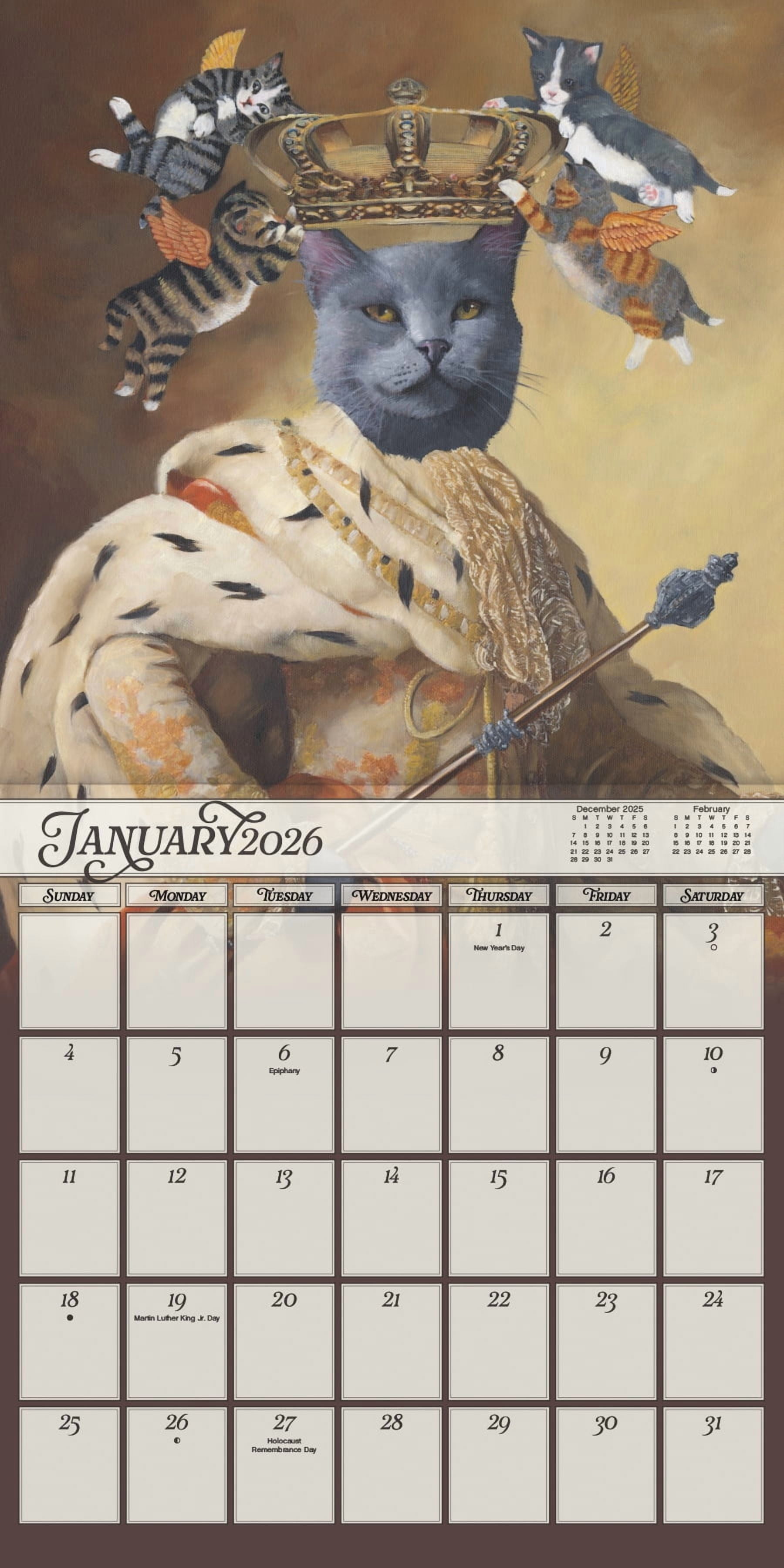 Trends International 2026 Portraits of a Feline Carol Lew Wall Calendar (12 in x 12 in) 247si
