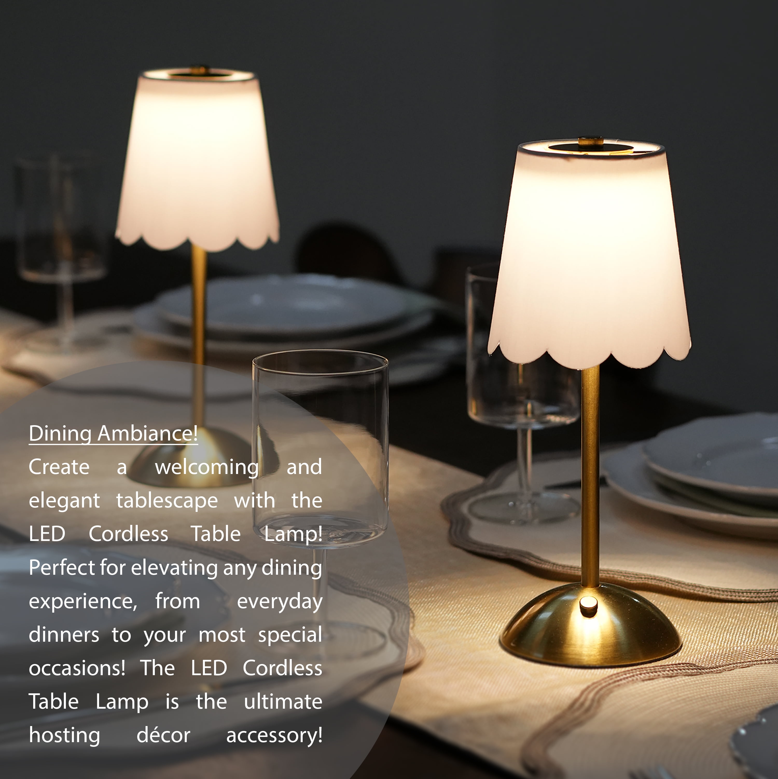 Home Decor Collection Cordless Rechargeable LED Table Lamp with Dimmable 3-Light Settings (Brass, 11.9 in) 6086e