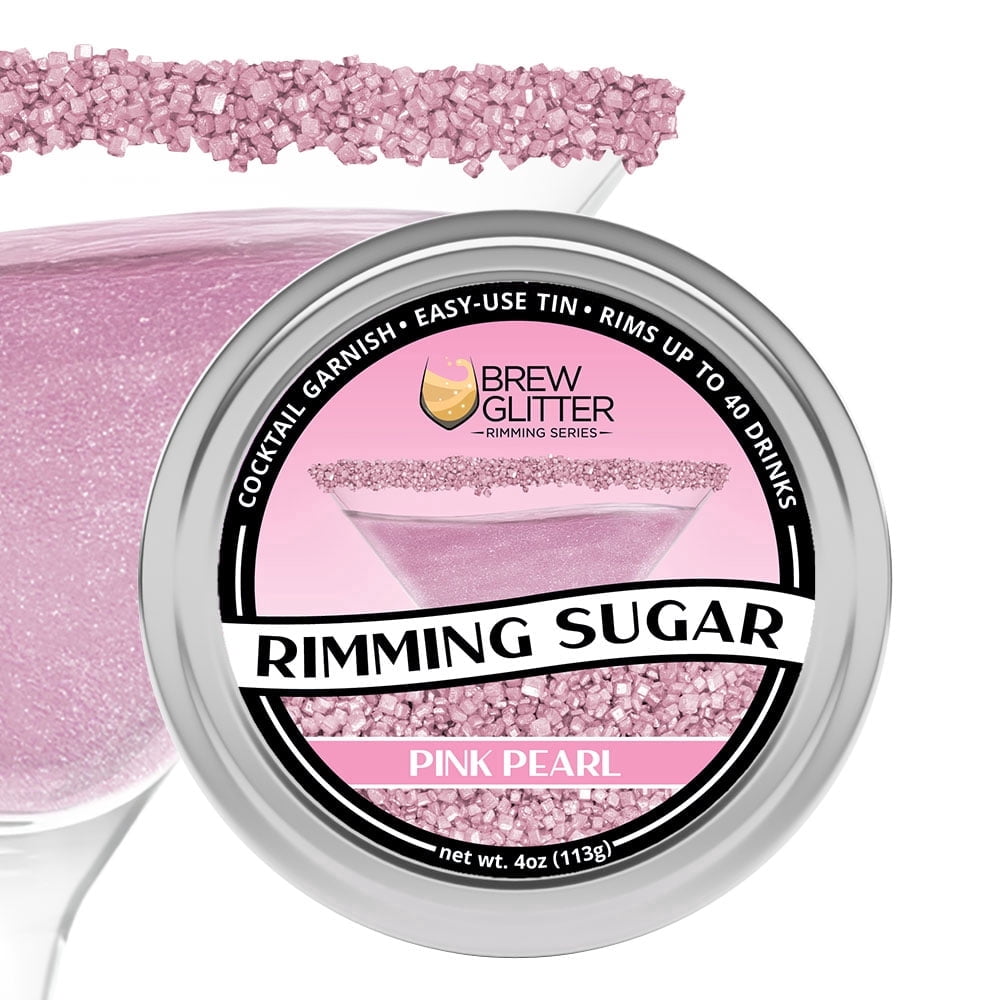 Brew Glitter Pink Pearl Cocktail Rimming Sugar for Drinks and Desserts (Pink, 4 oz) mtzba