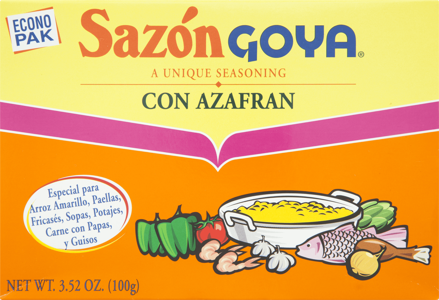 Goya Sazon Con Azafran Seasoning, Authentic Latin Flavor Blend (3.52 oz) 6tp2b
