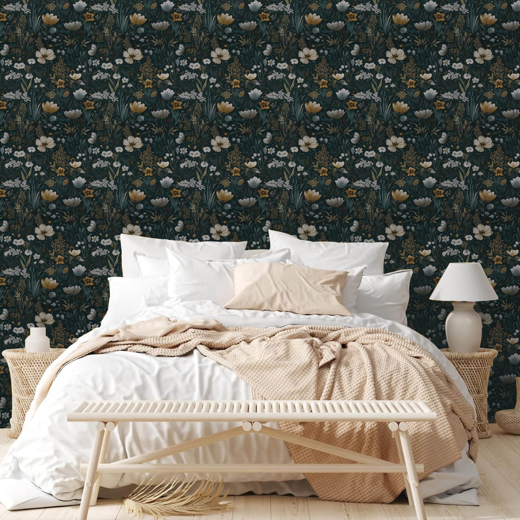 Abyssaly Floral Peel and Stick Wallpaper, Vintage Vinyl Contact Paper for Home Decor (Floral, 17.3 in x 393.7 in) 6099a