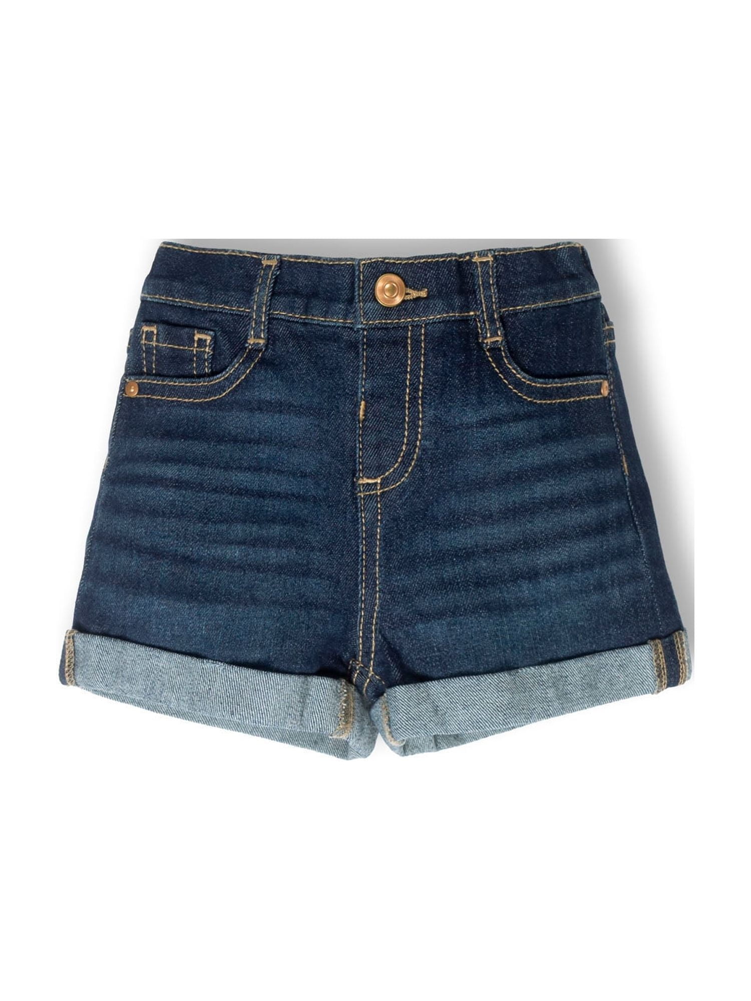 Wonder Nation Toddler Girl Denim Shorts Elastic Waistband (Blue, 5T) nb35b