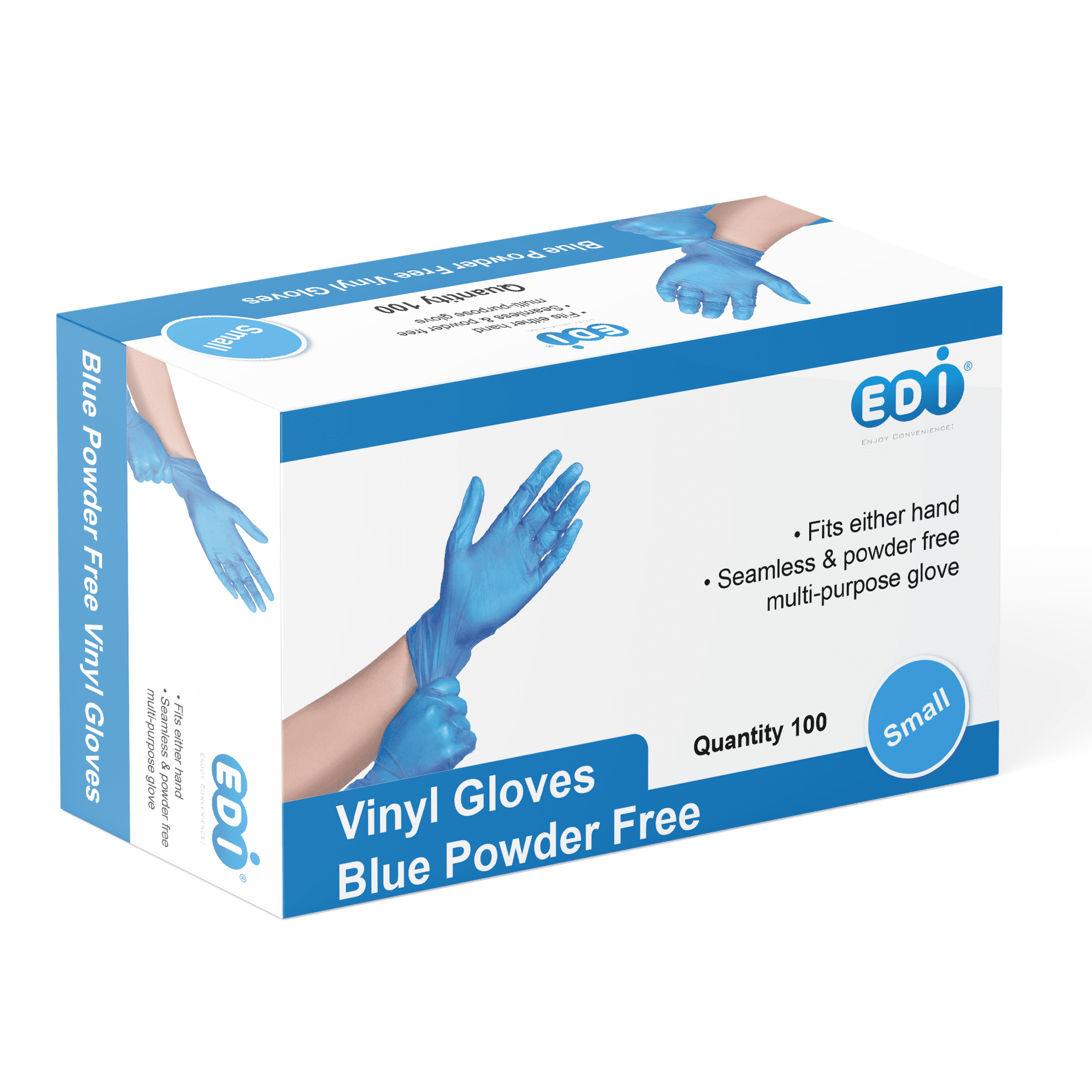 EDI Disposable Vinyl Gloves (Blue, Small, 100 Count) svgl5