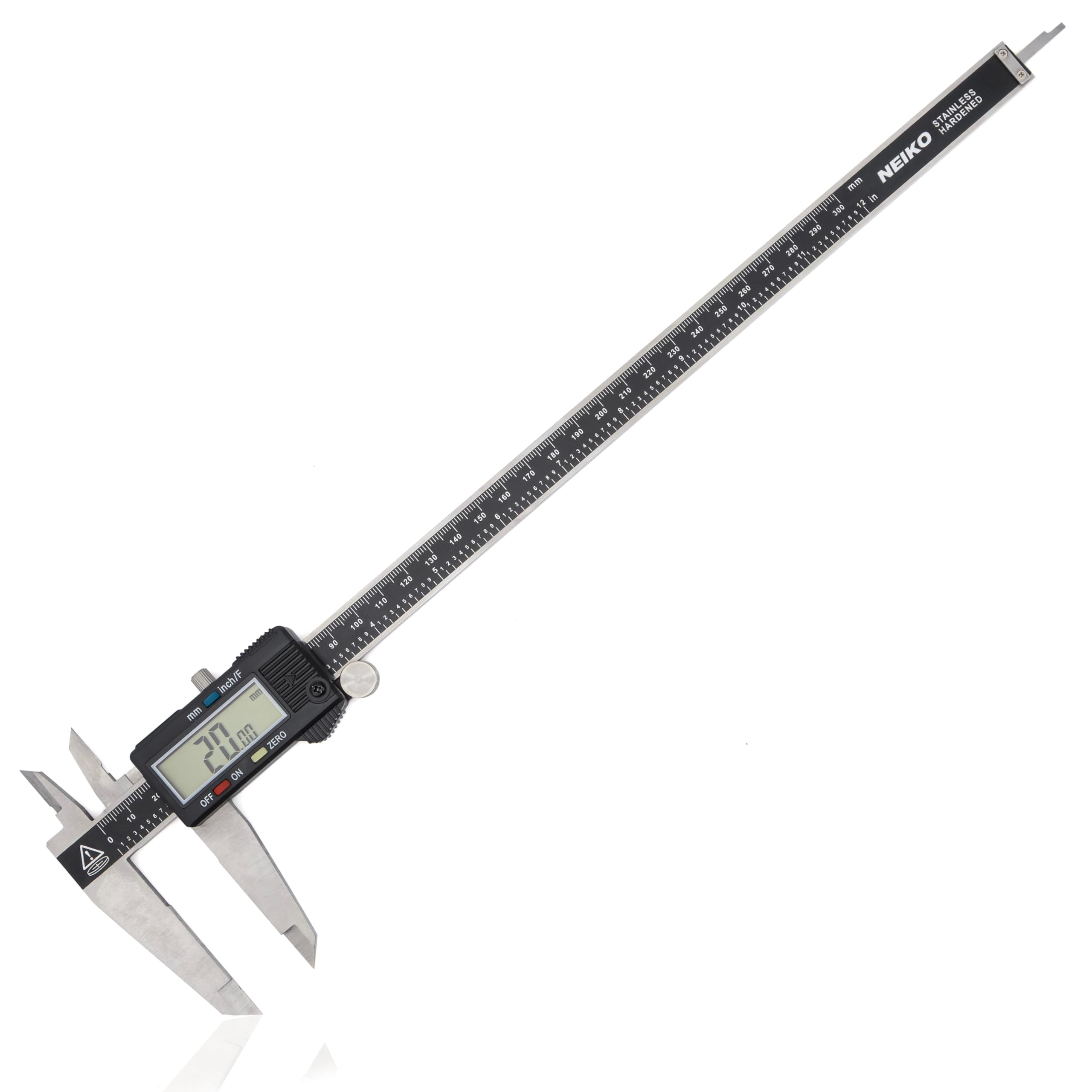 Neiko 01409A Electronic Digital Caliper, Stainless Steel Precision Measuring Tool with Extra Large LCD Display (Black, 12 in) mhuyd