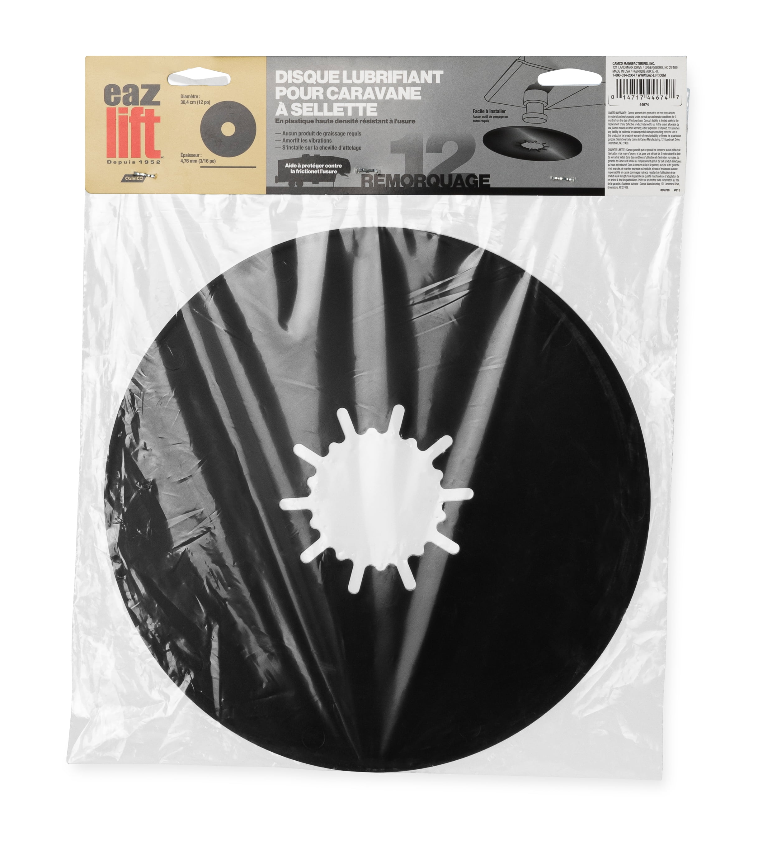 Camco RV 5th Wheel Lube Plate (Black, 12 in) uuzf4