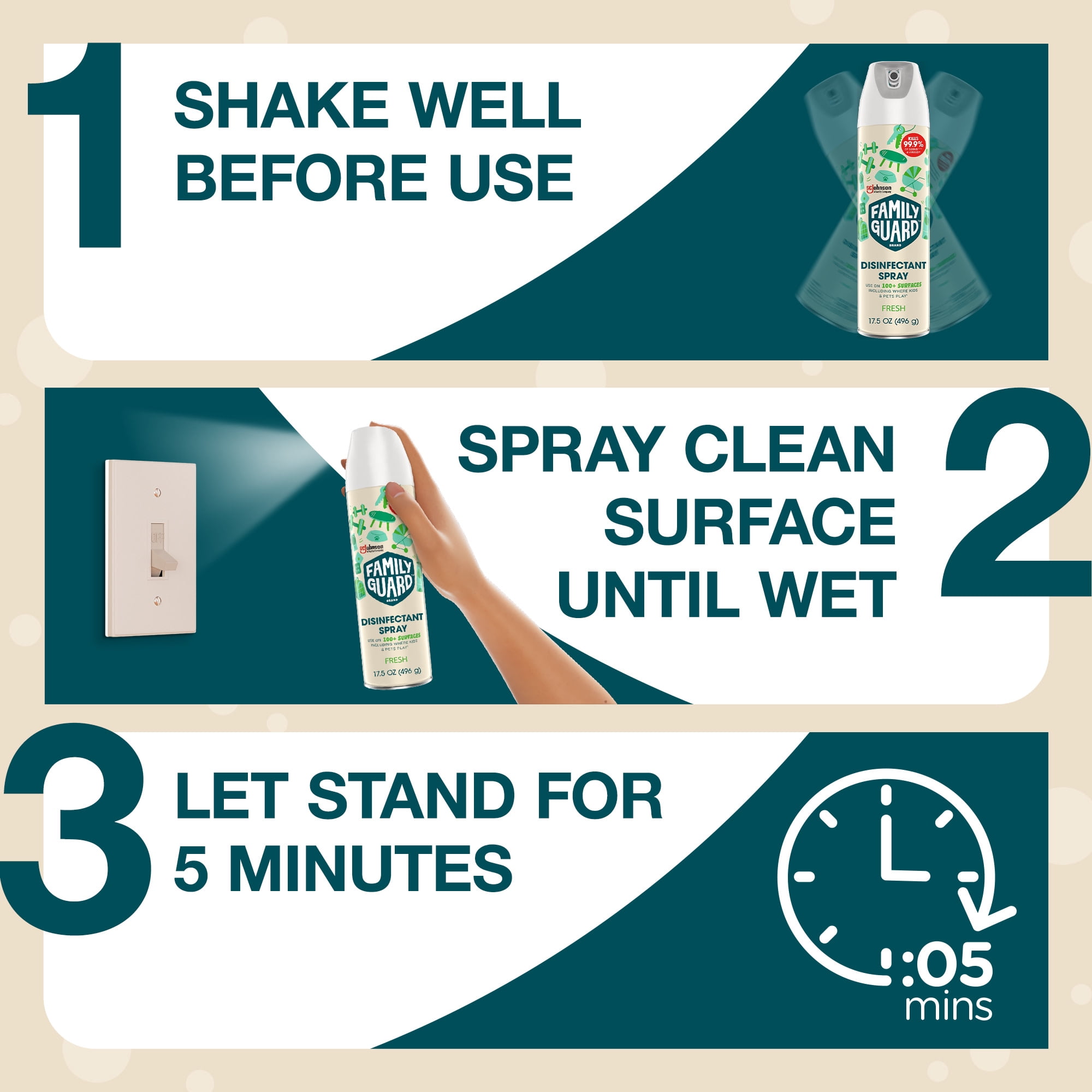 FamilyGuard Disinfectant Spray, Fresh Scent, Multi-Surface Household Cleaner (17.5 oz) ym9zx