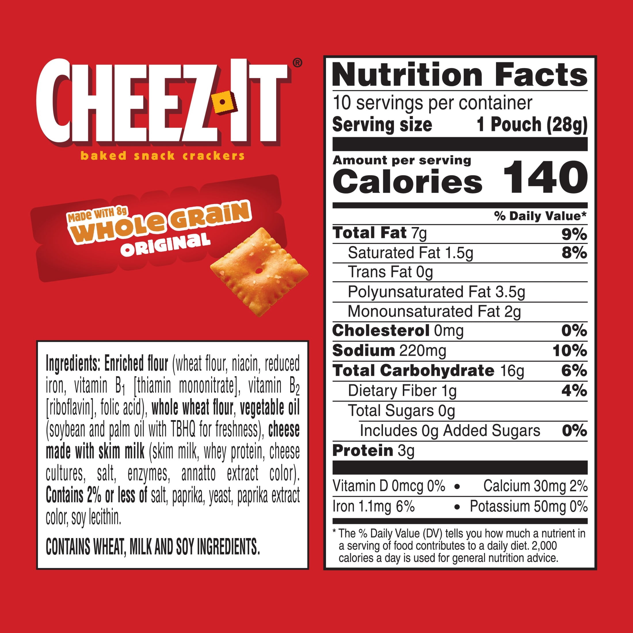 Cheez-It Original Baked Snack Crackers, Made with Whole Grain (10 oz, 10 Count) 58ahh