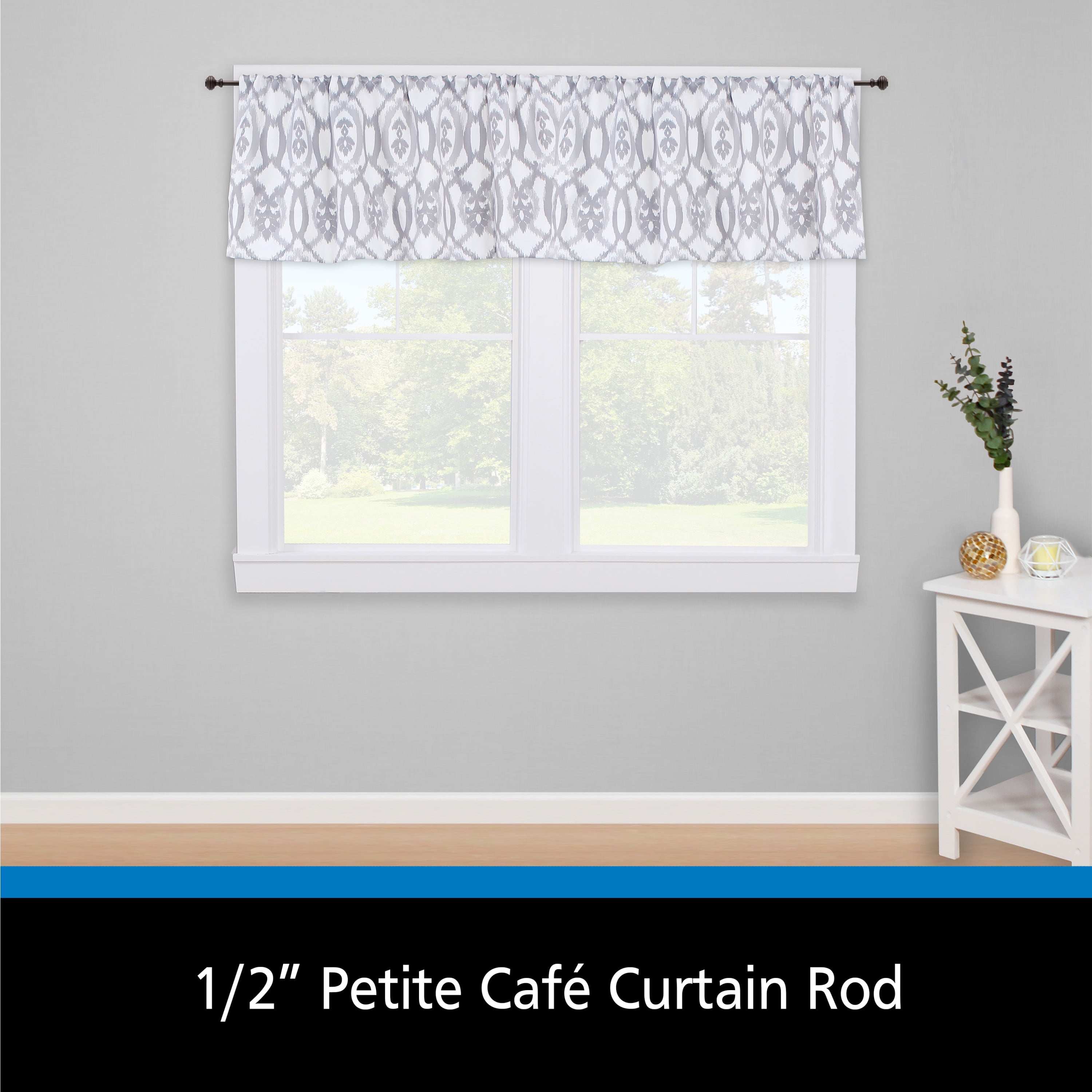 Mainstays Cedric Petite Cafe Adjustable Curtain Rod (Black, 48-84 in) aq8gr