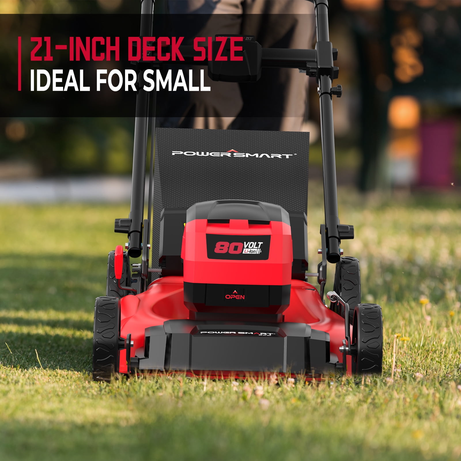 PowerSmart 80V MAX 21 in Cordless Lawn Mower, 3-in-1 Brushless Electric Mower with 6.0Ah Battery and Charger (Red, 21 in) 1jo7t